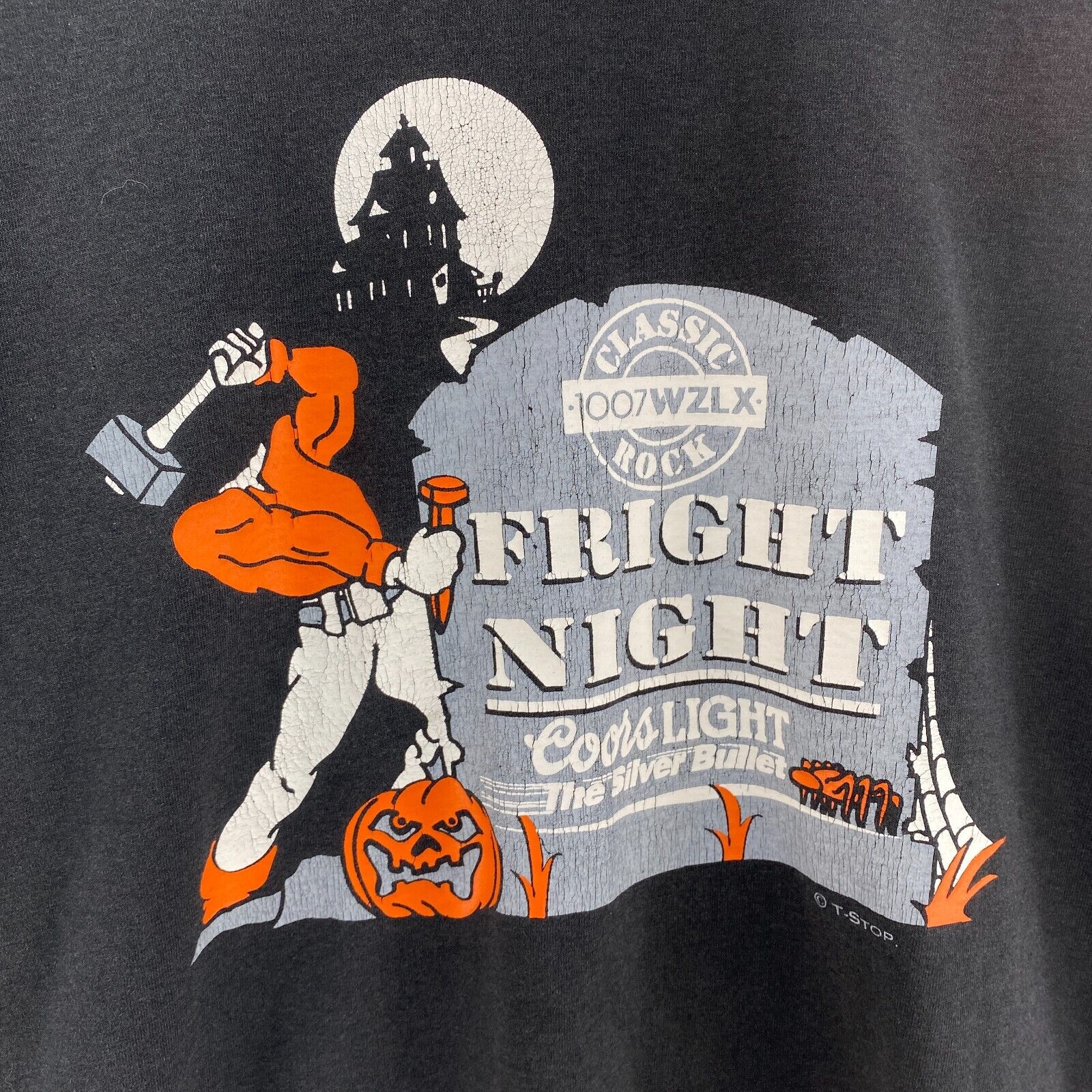 Coors Light The Silver Bullet Fright Night Black T-shirt Size XL Single Stitch