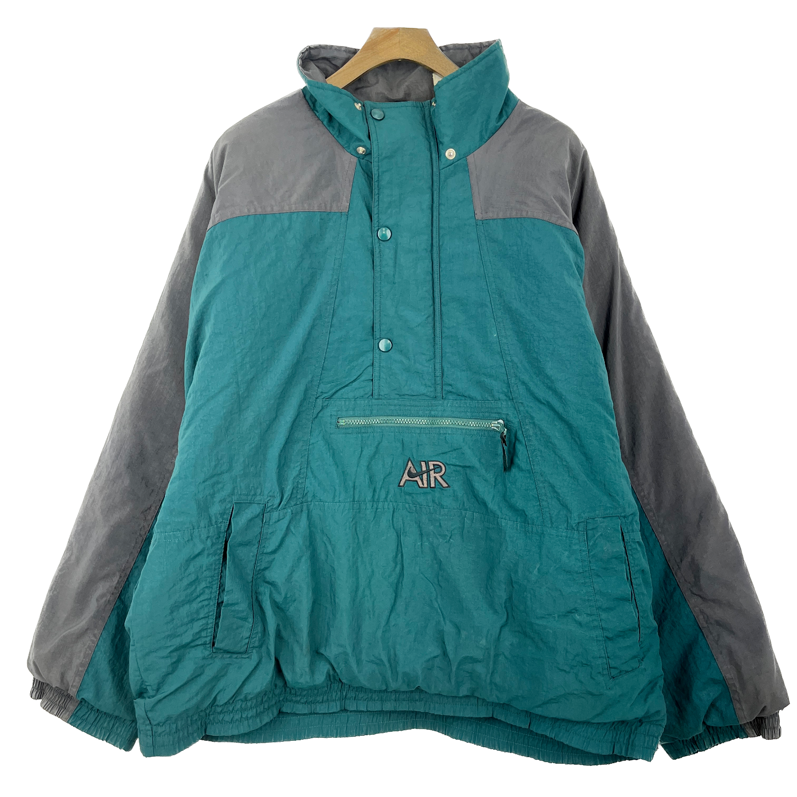 Vintage Nike Air Logo Half Zip Insulated Green Jacket Size L