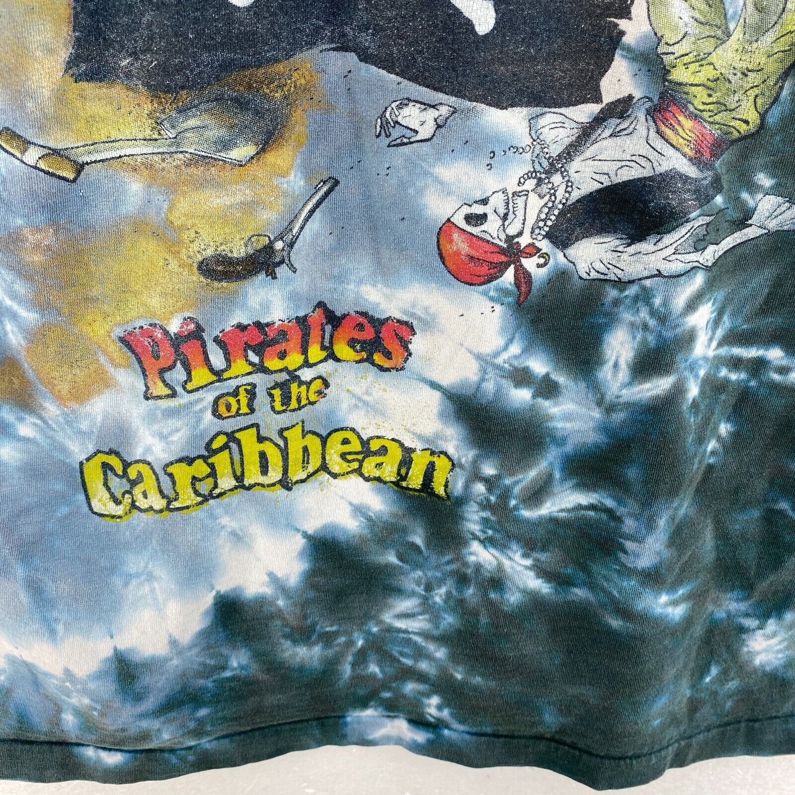 Pirates Of The Caribbean Disney All Over Print Tie Dye Blue T-shirt Size M