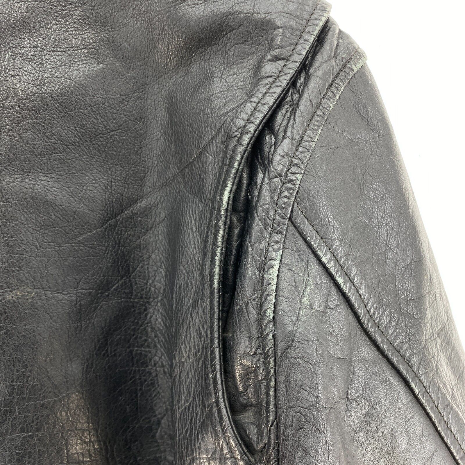 Leather World By Lucky Leather Black Biker Jacket Size 40 90s