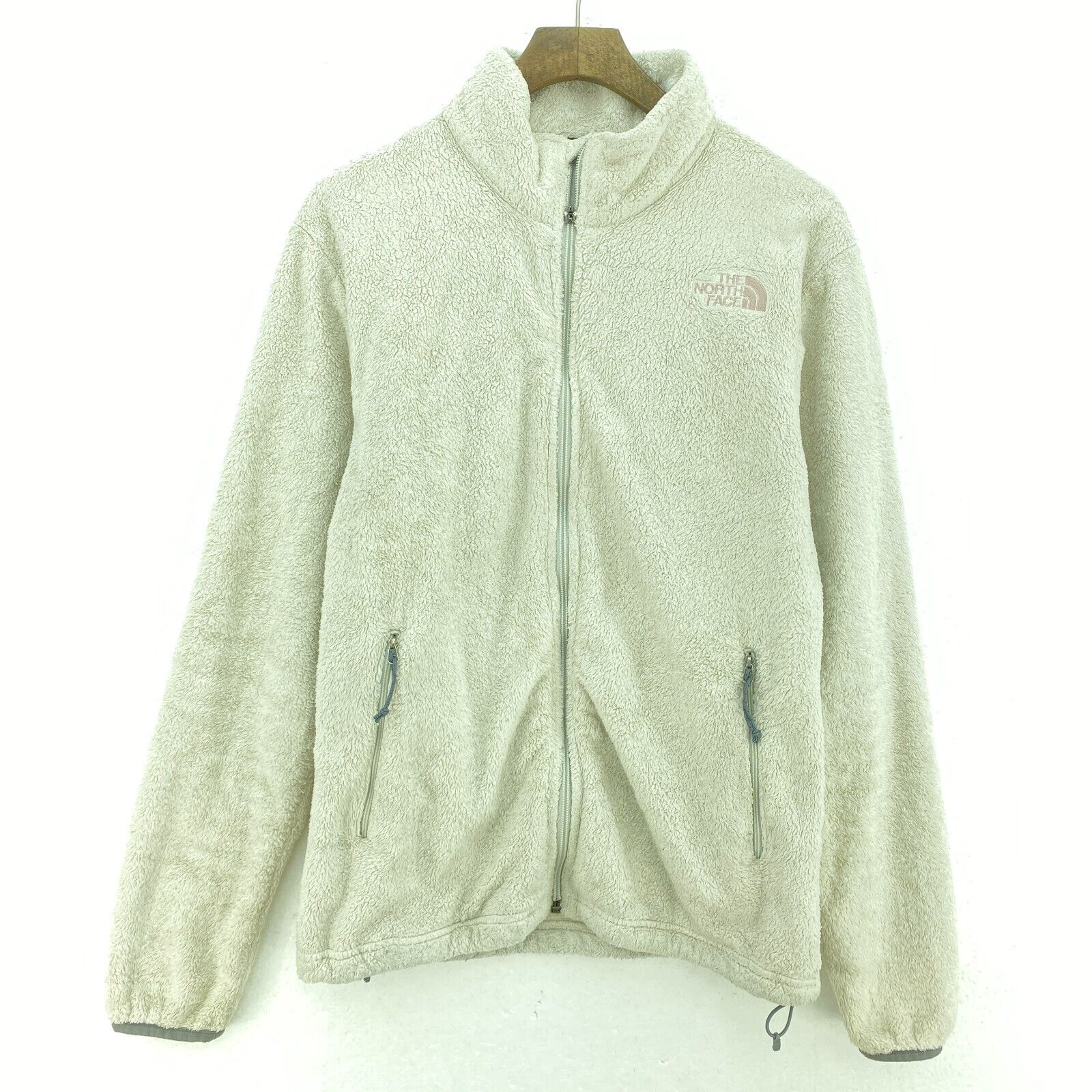 The North Face Full Zip Logo Fleece Jacket Size M Ivory Women's