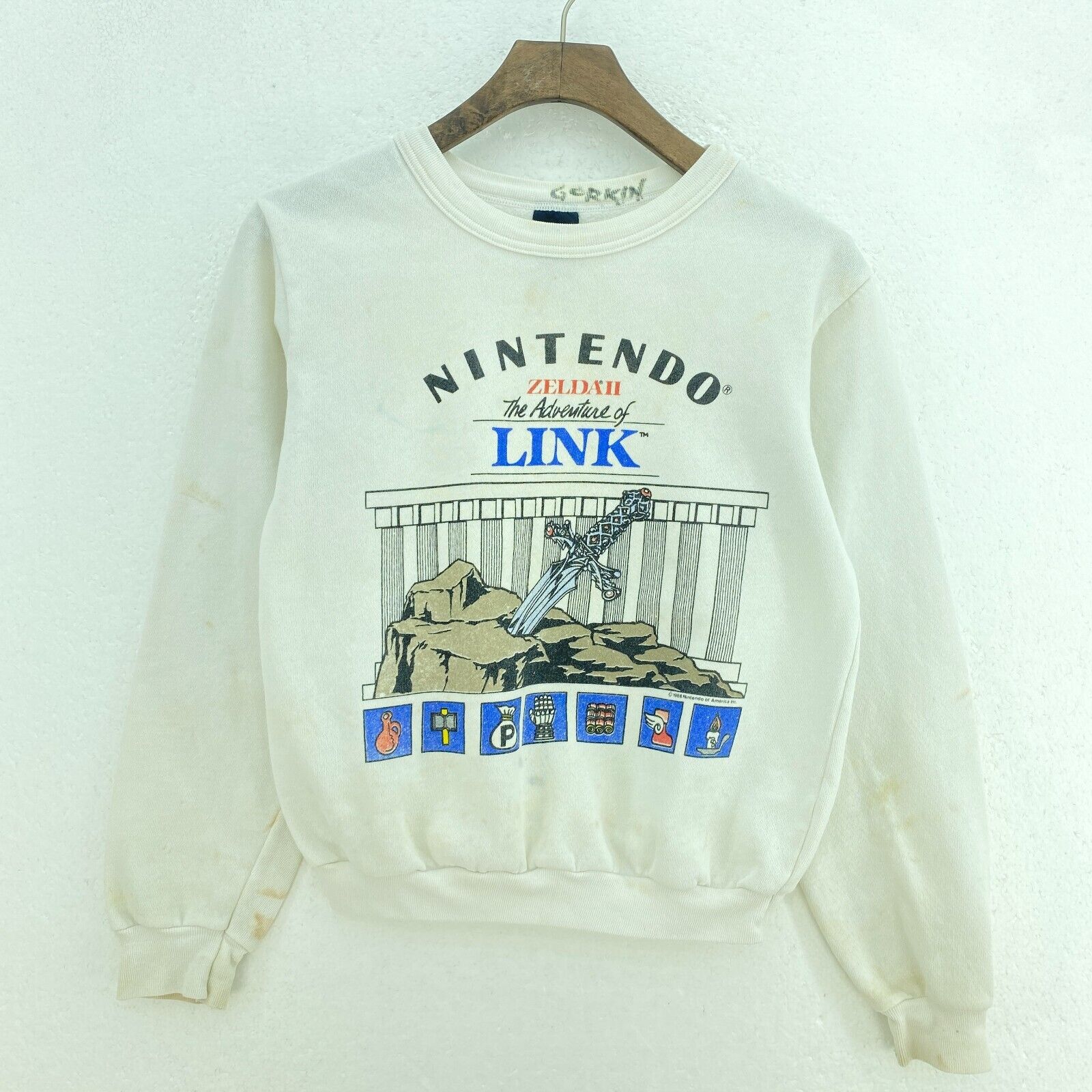 Nintendo The Adventure Of Link 1988 White Sweatshirt Size M Kids