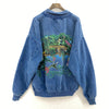 Wake Up To The Rainforest Wild Life Print Blue Pullover Denim Jacket Size L