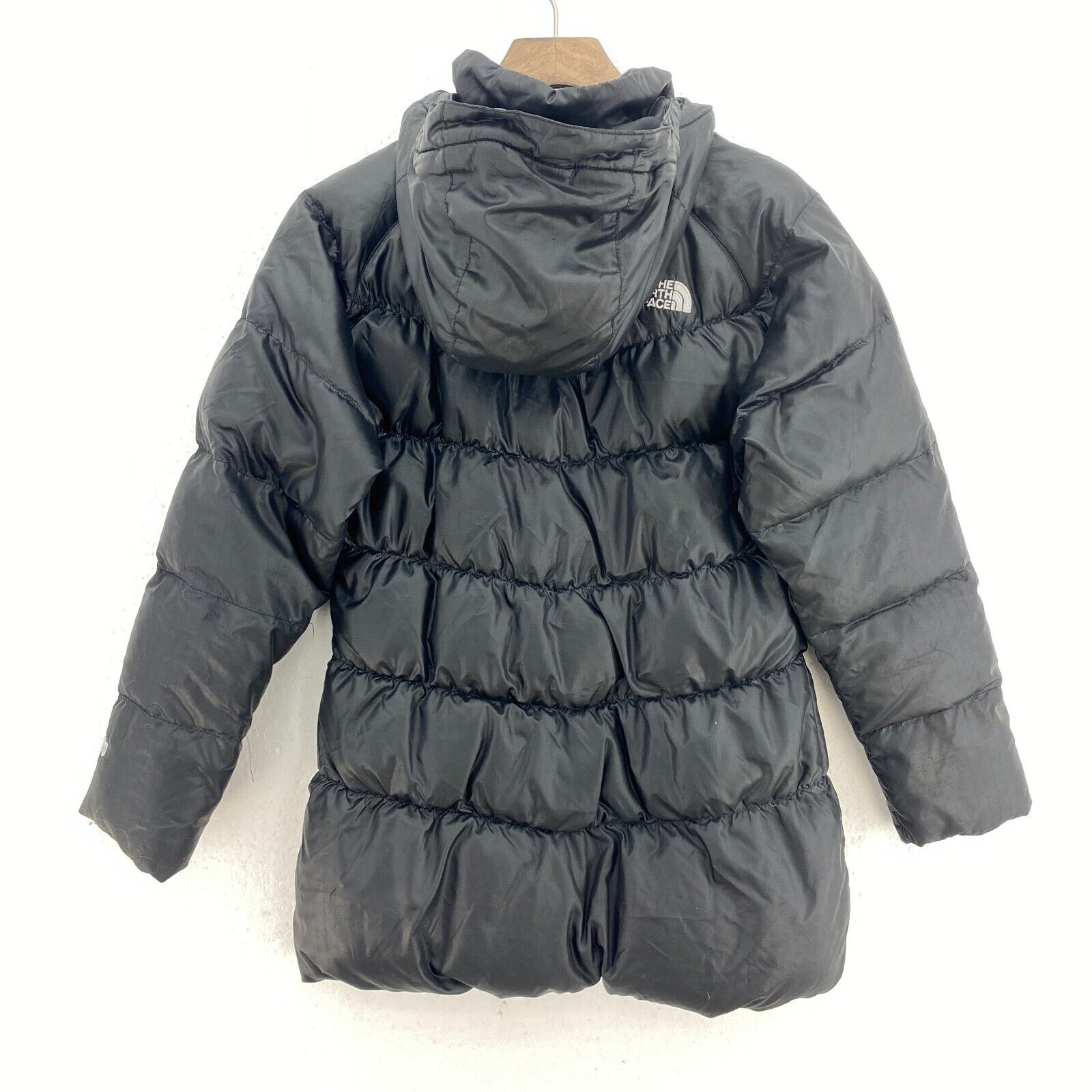The North Face 550 Down Filled Full Zip Black Hooded Jacket Size M Girls