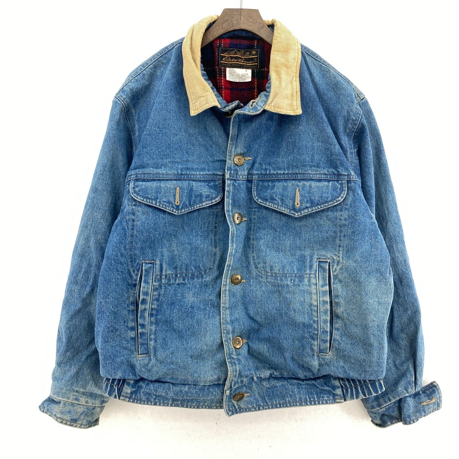 Eddie Bauer Blanket Lined Button Up Blue Denim Jacket Size M