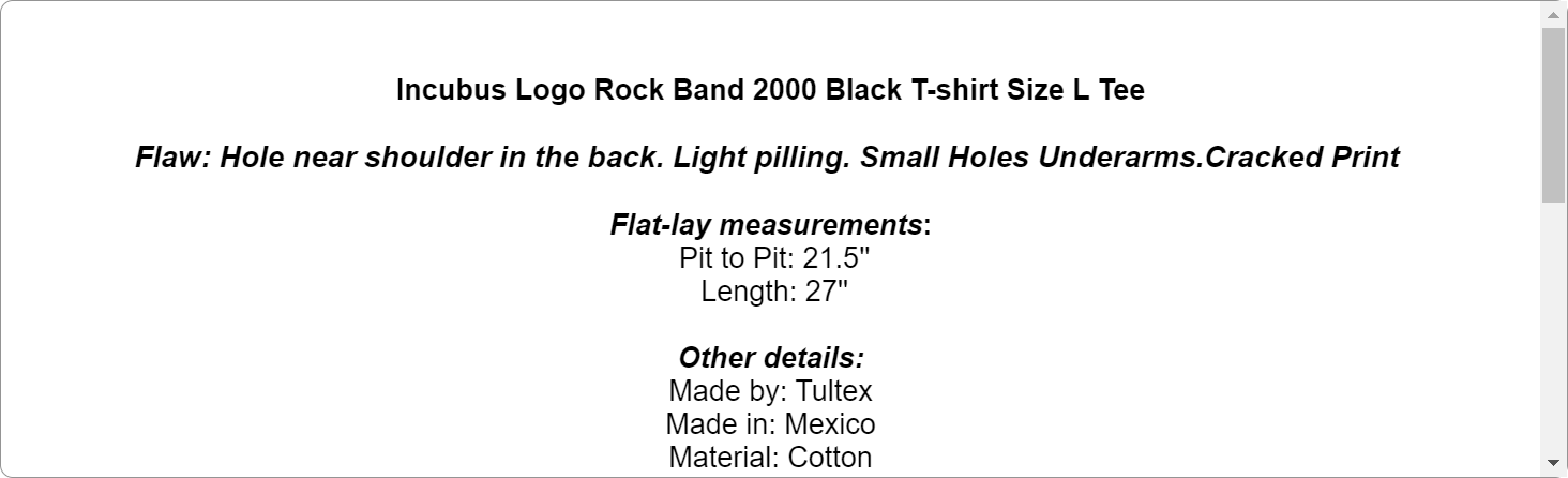 Incubus Logo Rock Band 2000 Black T-shirt Size L Tee