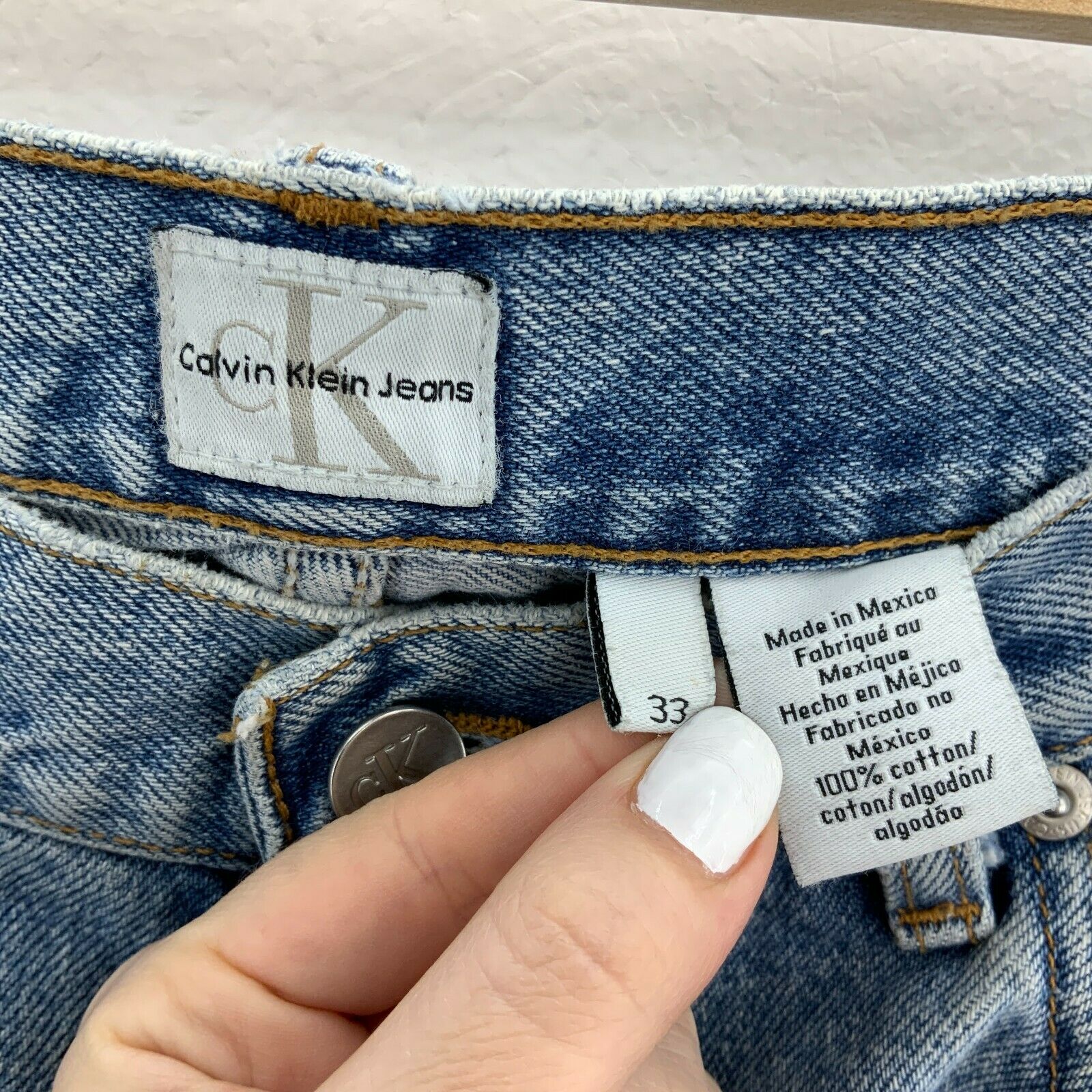 Calvin Klein Light Wash Blue Jeans Straight Size 33 x 33