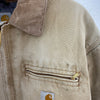 Carhartt Workwear Logo Tan Jacket Size 46 Full Zip Up