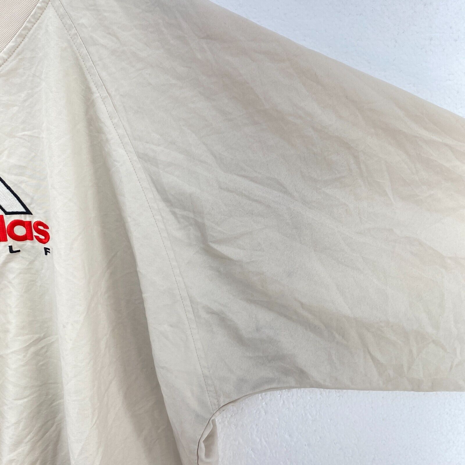 Vintage Adidas Golf Logo Beige Pullover Light Jacket Size S V-Neck