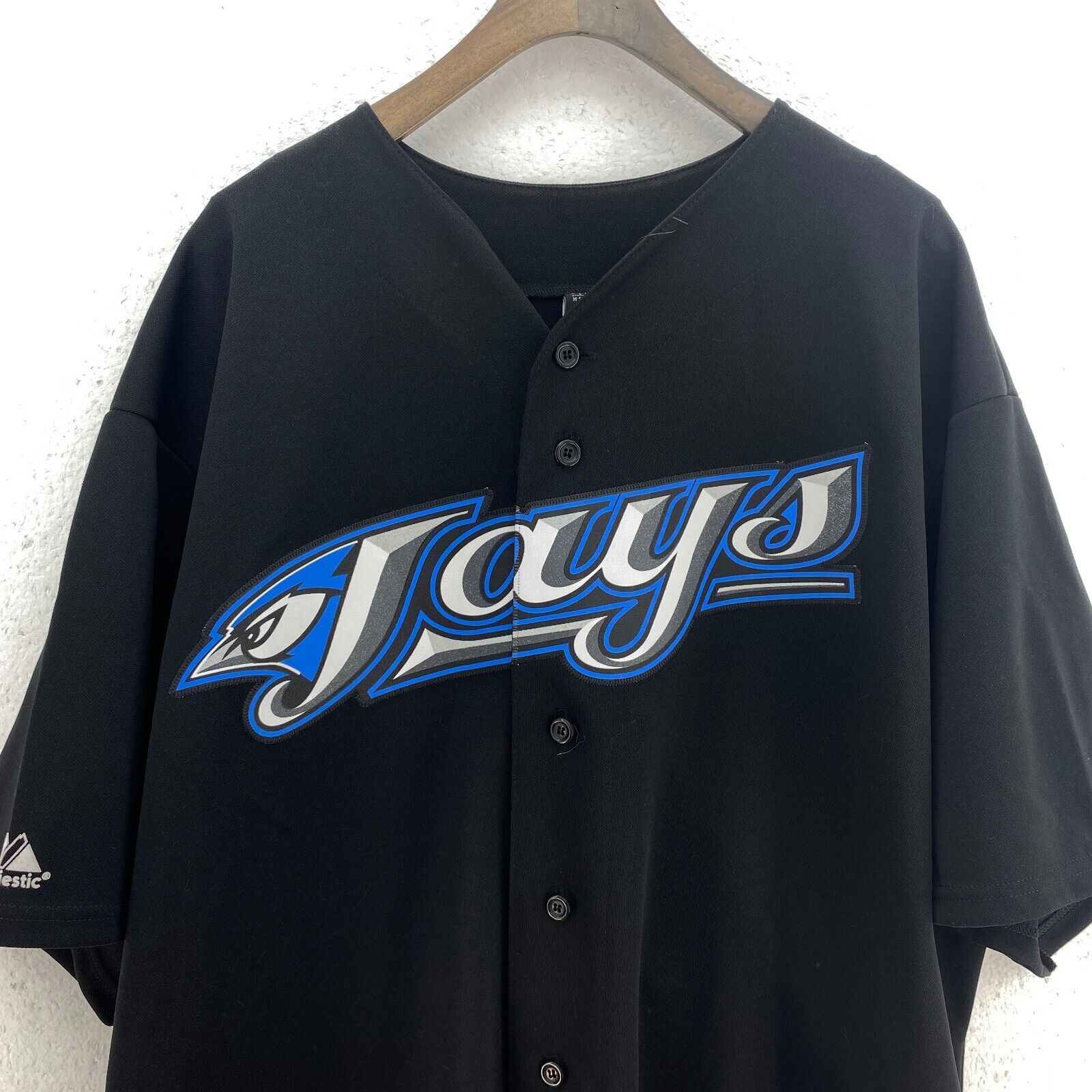 24 Ricky Romero Toronto Blue Jays Logo Black Jersey Size XL MLB Baseball