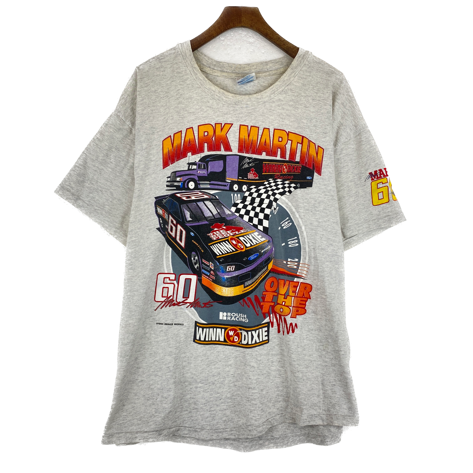 Vintage Mark Martin Winn Dixie Racing Gray T-shirt Size XL
