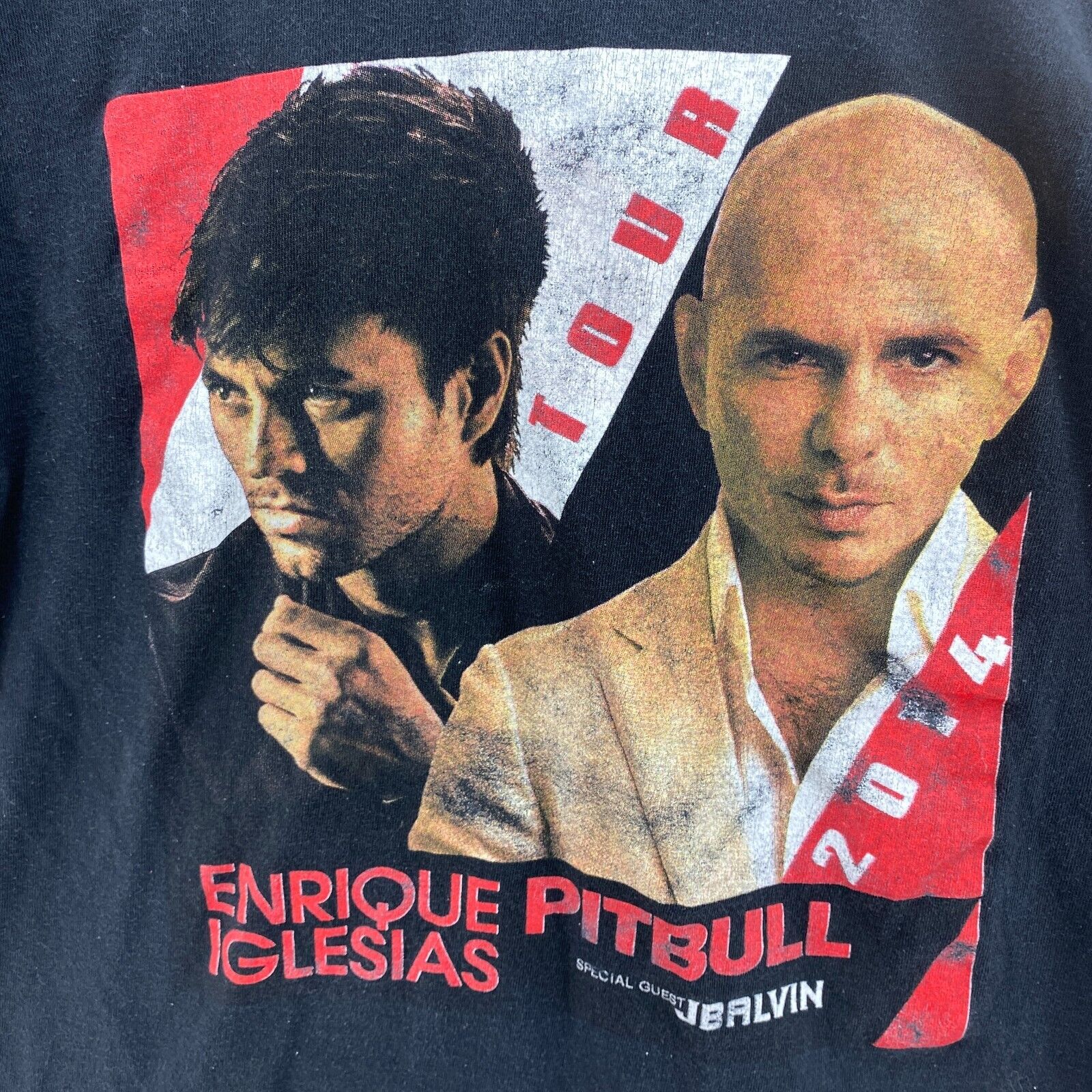 Enrique Iglesias Pitbull 2014 Tour Music Graphic Print Black T-shirt Size L