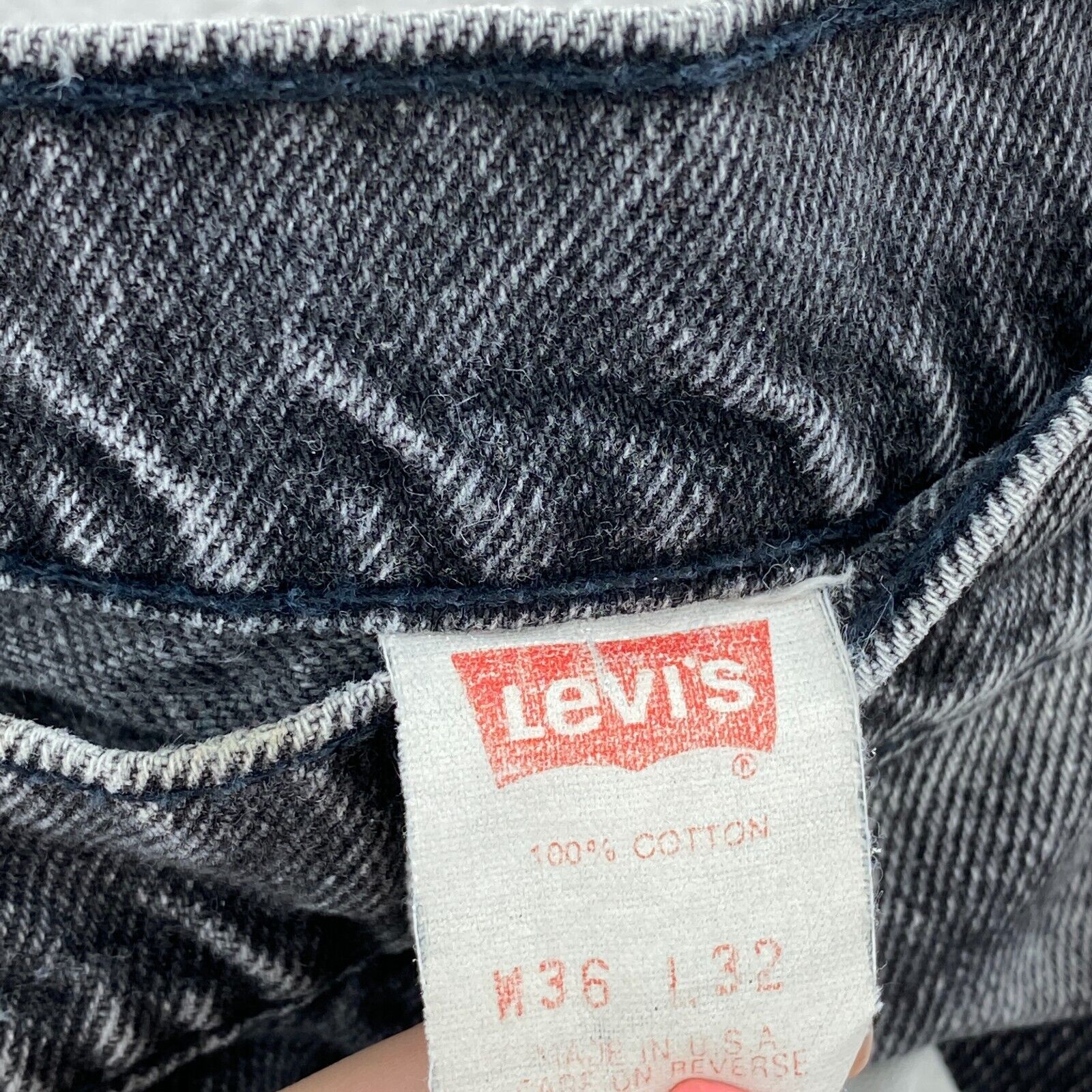 Levi's Orange Tab Light Wash Black Denim Straight Jeans Size 36