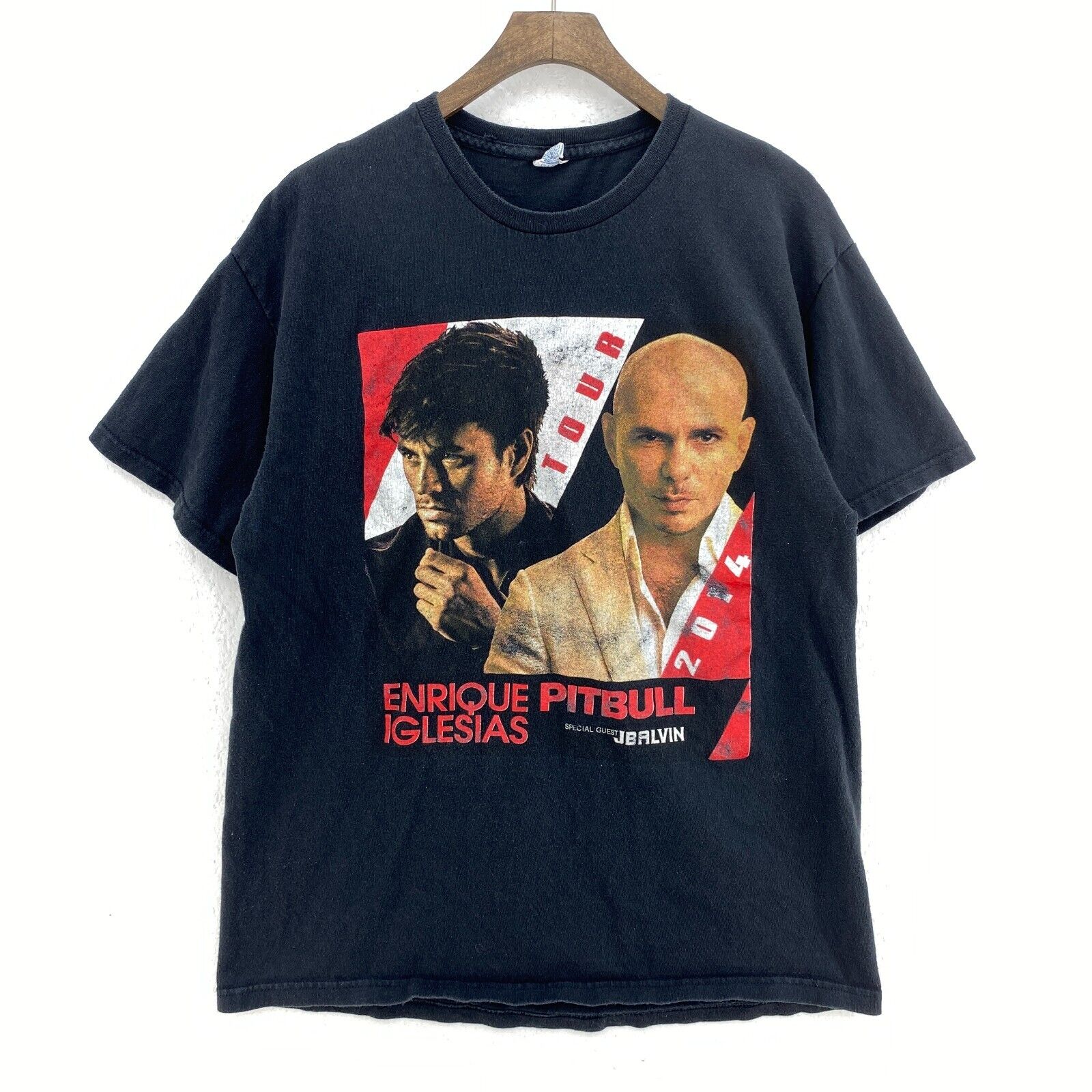 Enrique Iglesias Pitbull 2014 Tour Music Graphic Print Black T-shirt Size L
