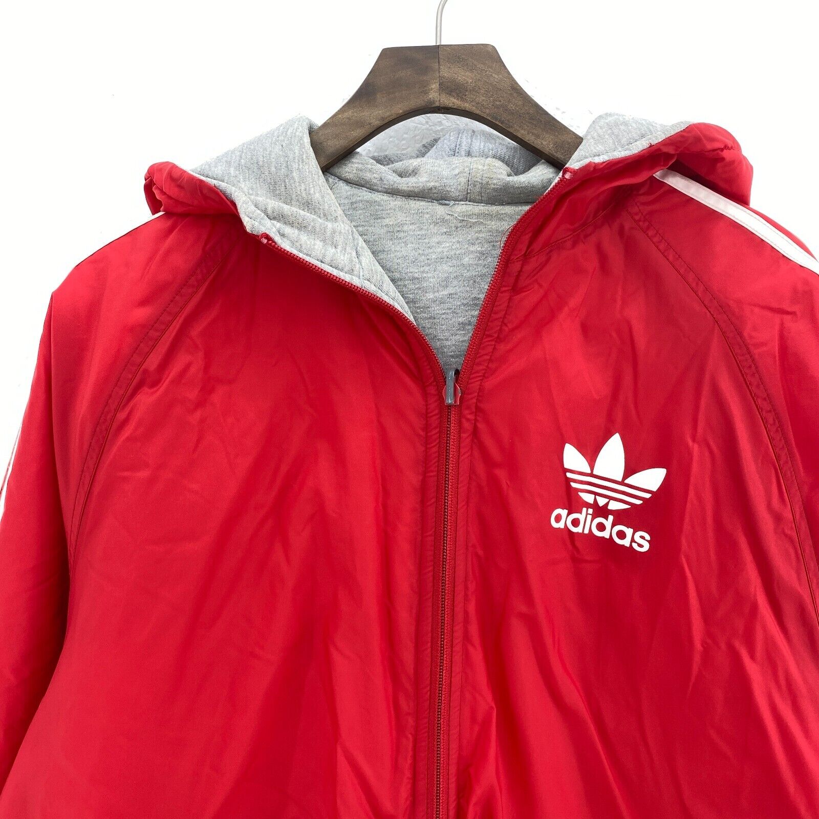 Adidas Full Zip Hooded Red Jacket Size M