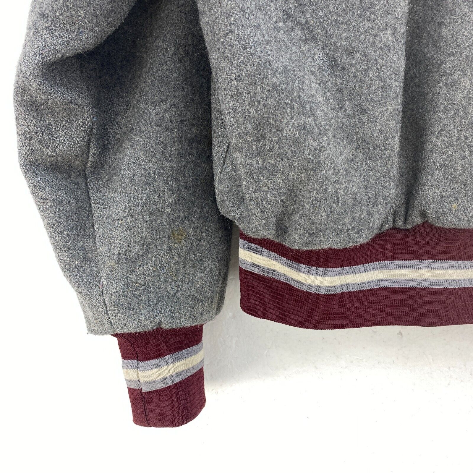 Moldmakers Of Canada Gray Wool Varsity Snap Jacket Size 42