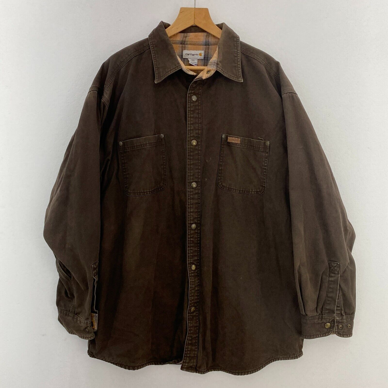 Carhartt Brown Workwear Buttoned Shirt Size XXL Front Pockets