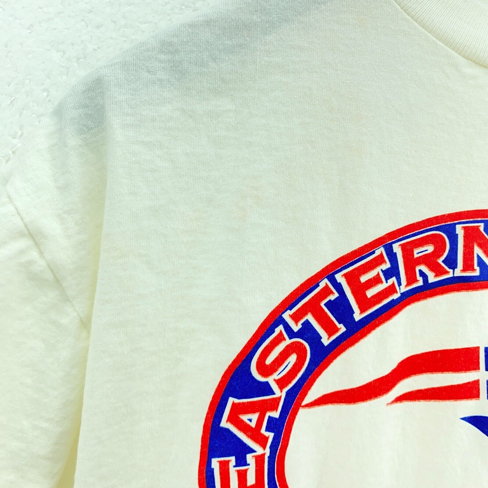 Logo 7 New England Patriots Logo 1997 White Vintage T-shirt Size L
