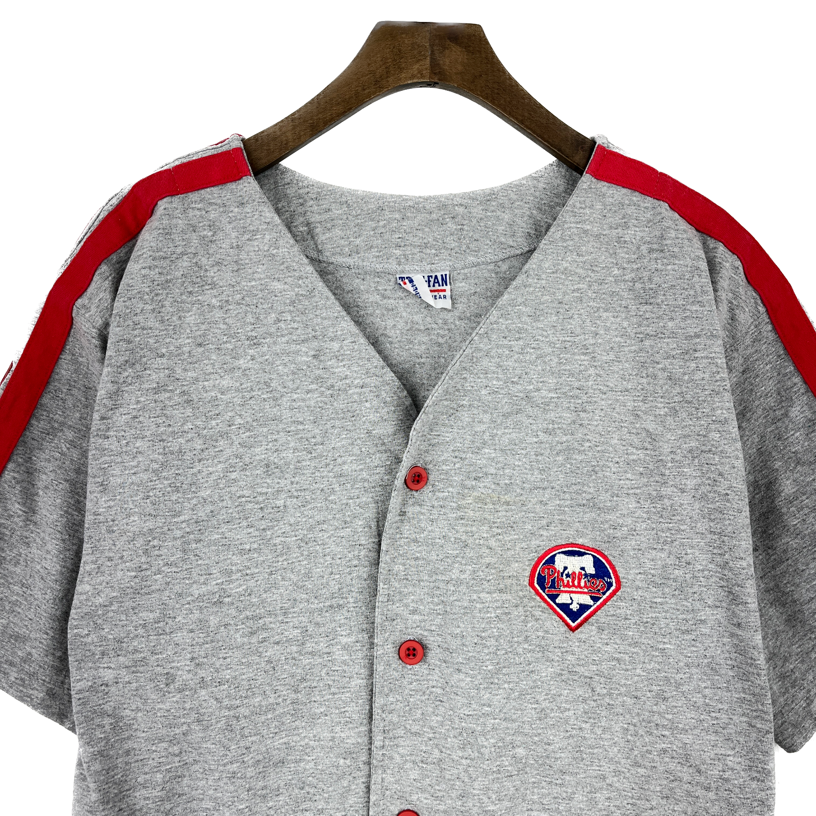 Vintage Phillies Button Up Gray Jersey Size M