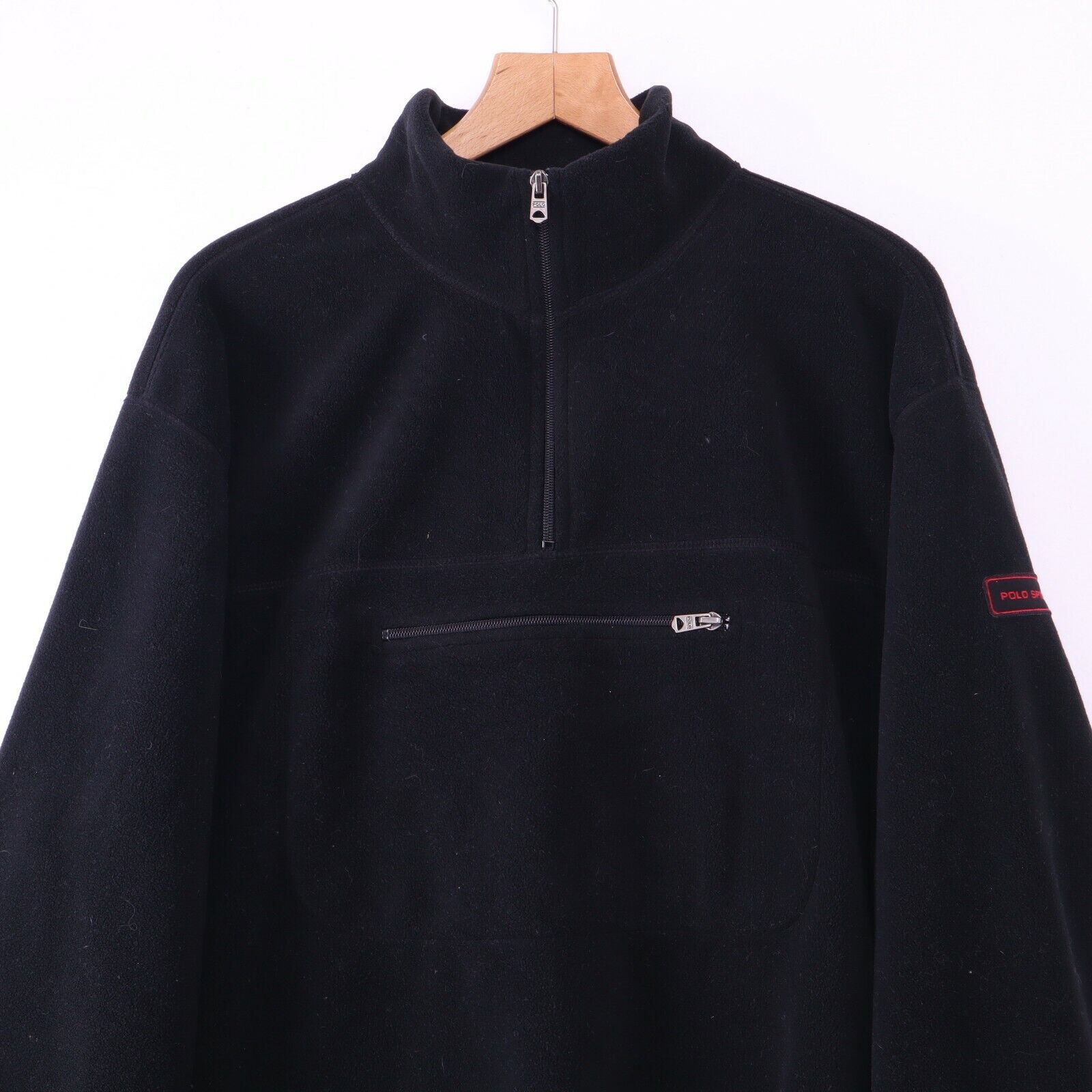 Polo Sport Quarter Zip Fleece Pullover Size XL Black