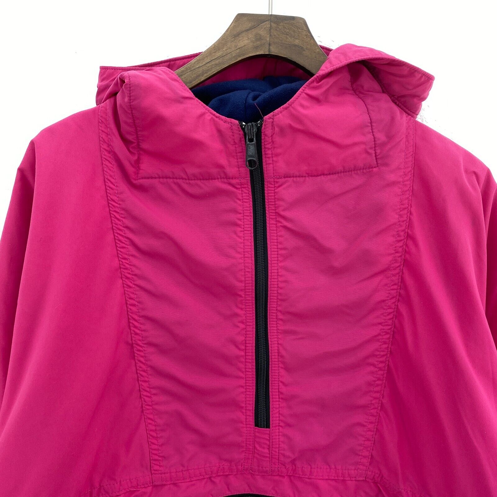 L.L. Bean Fleece Lined Hooded Pullover Jacket Pink Size S 1/4 Zip Women's