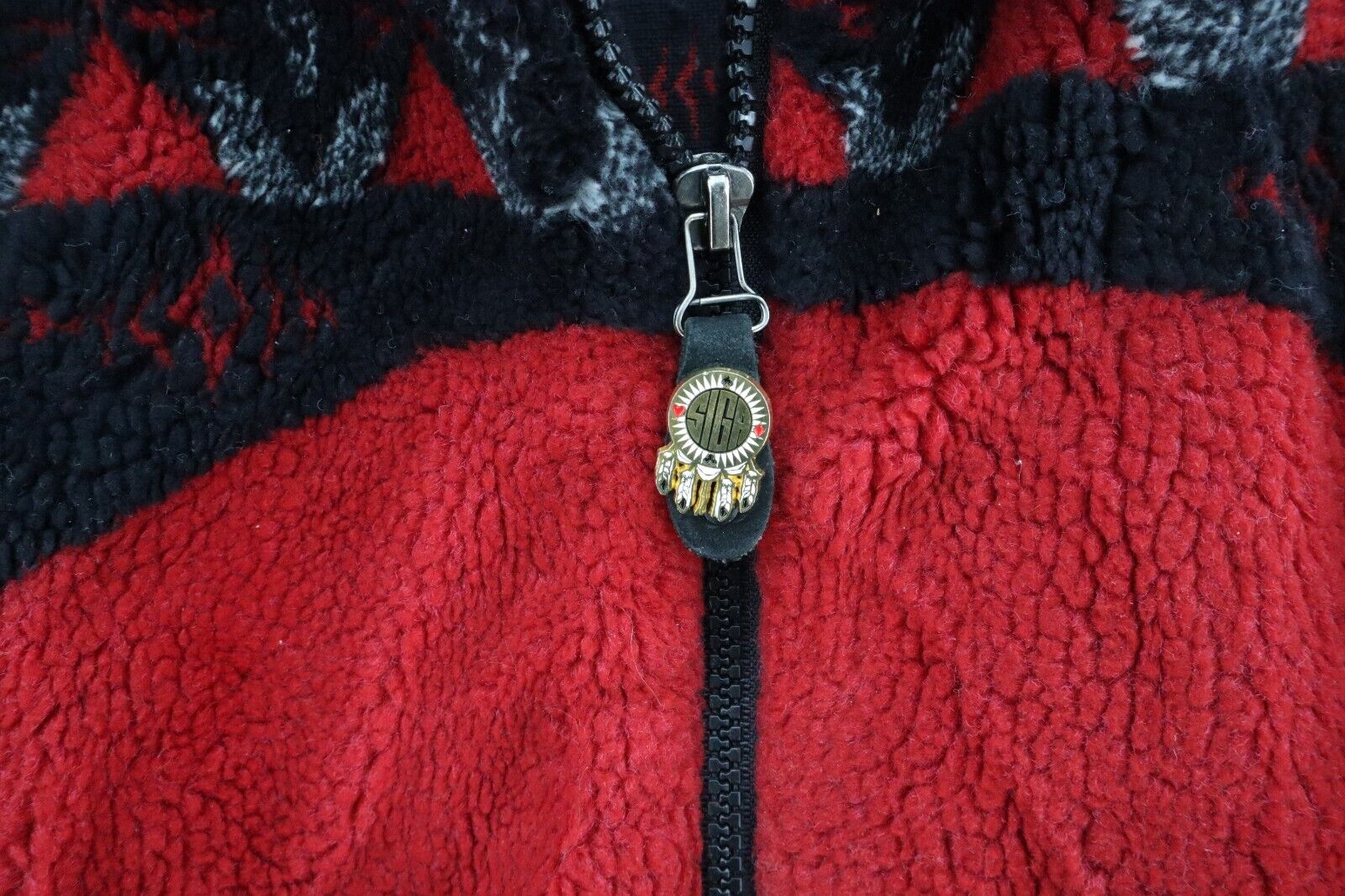 Vintage Milton Printed Full Zip Red Fleece Jacket Size S