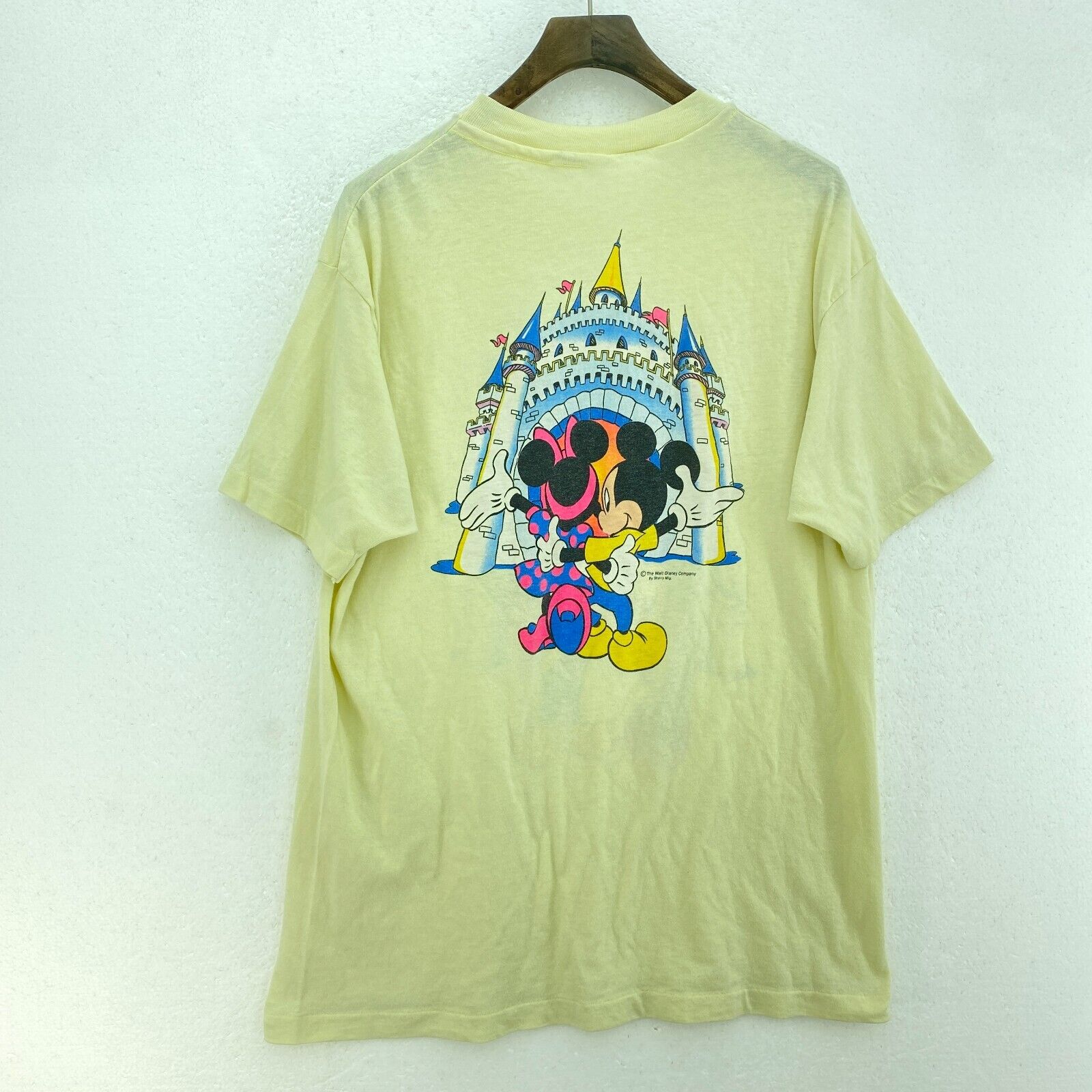 Vintage Disney Mickey And Minnie Mouse Yellow T-shirt Size S