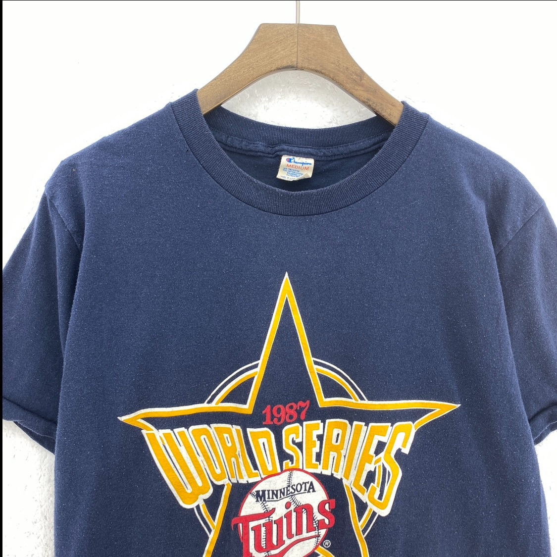 Champion Minnesota Twins 1987 MLB World Series Navy Blue T-shirt Size M