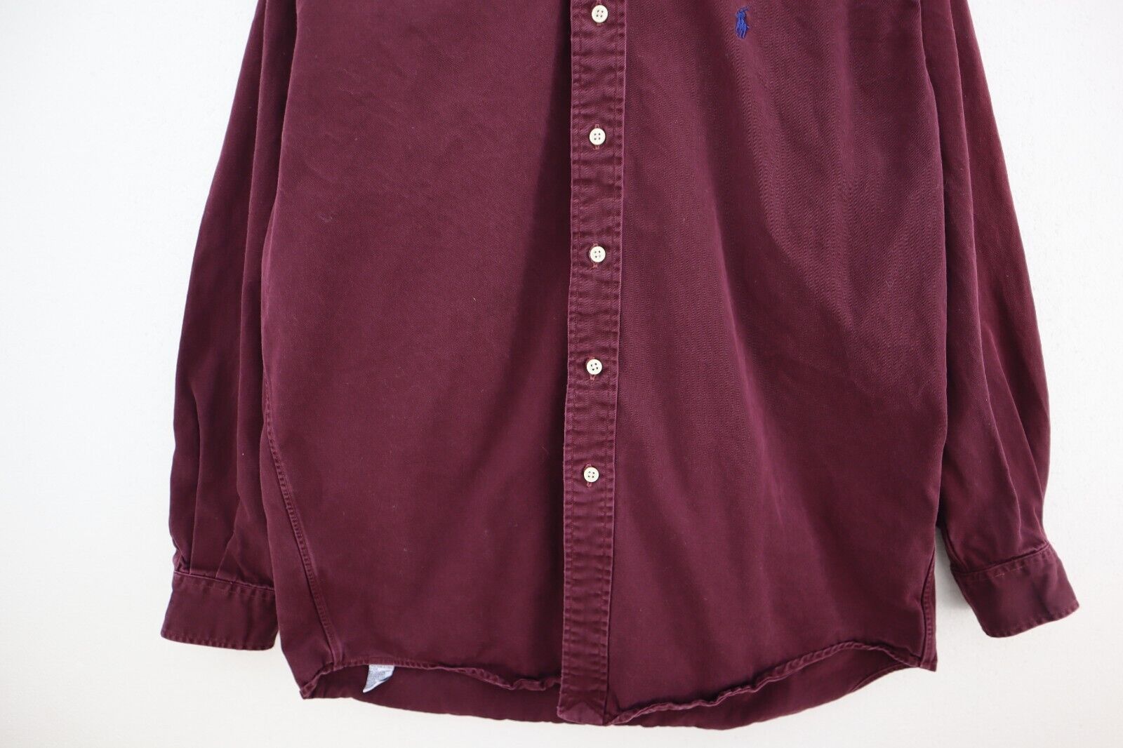 Vintage Polo Ralph Lauren Logo Button Up Burgundy Red Shirt Size M
