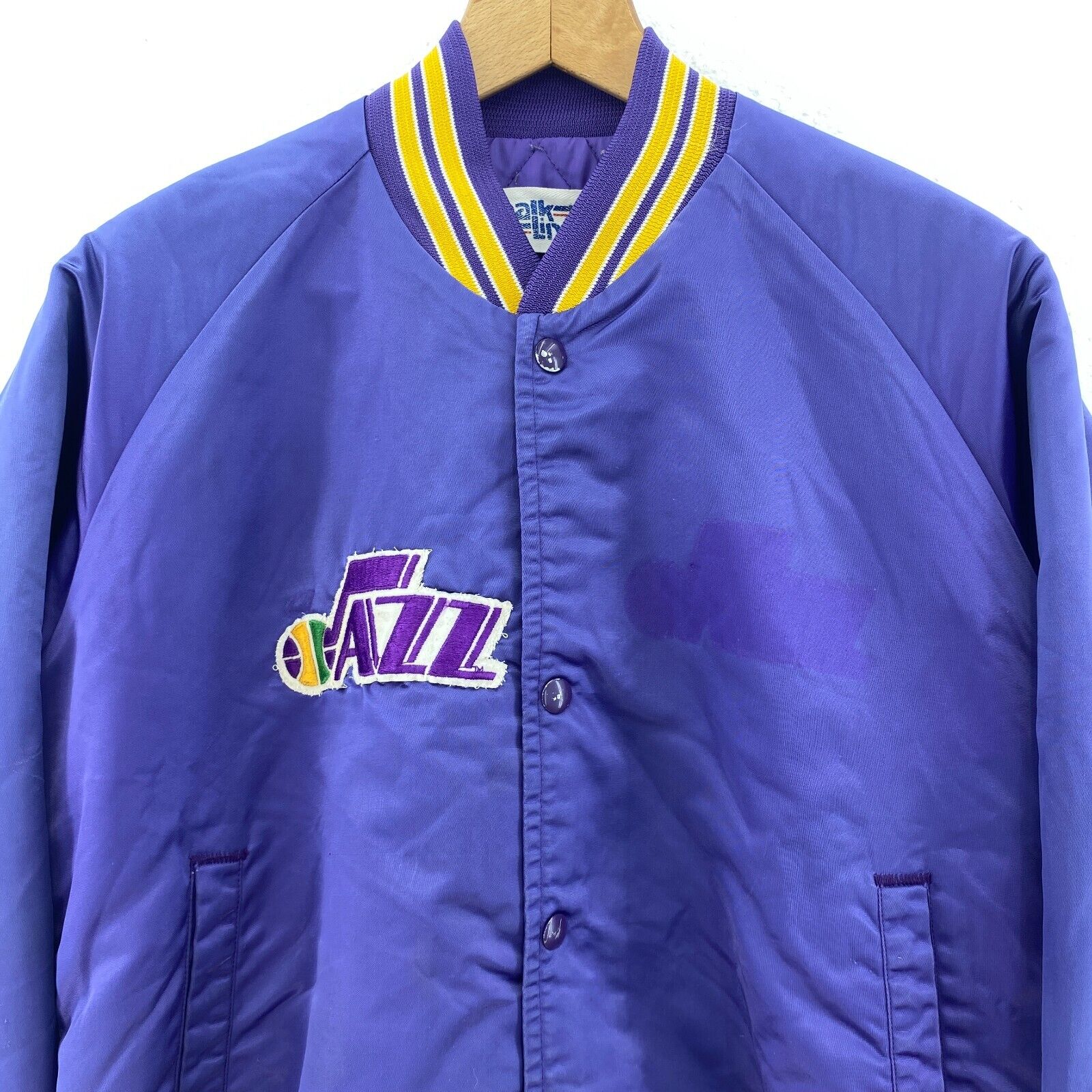 Utah Jazz NBA Basketball Purple Satin Bomber Jacket Size M