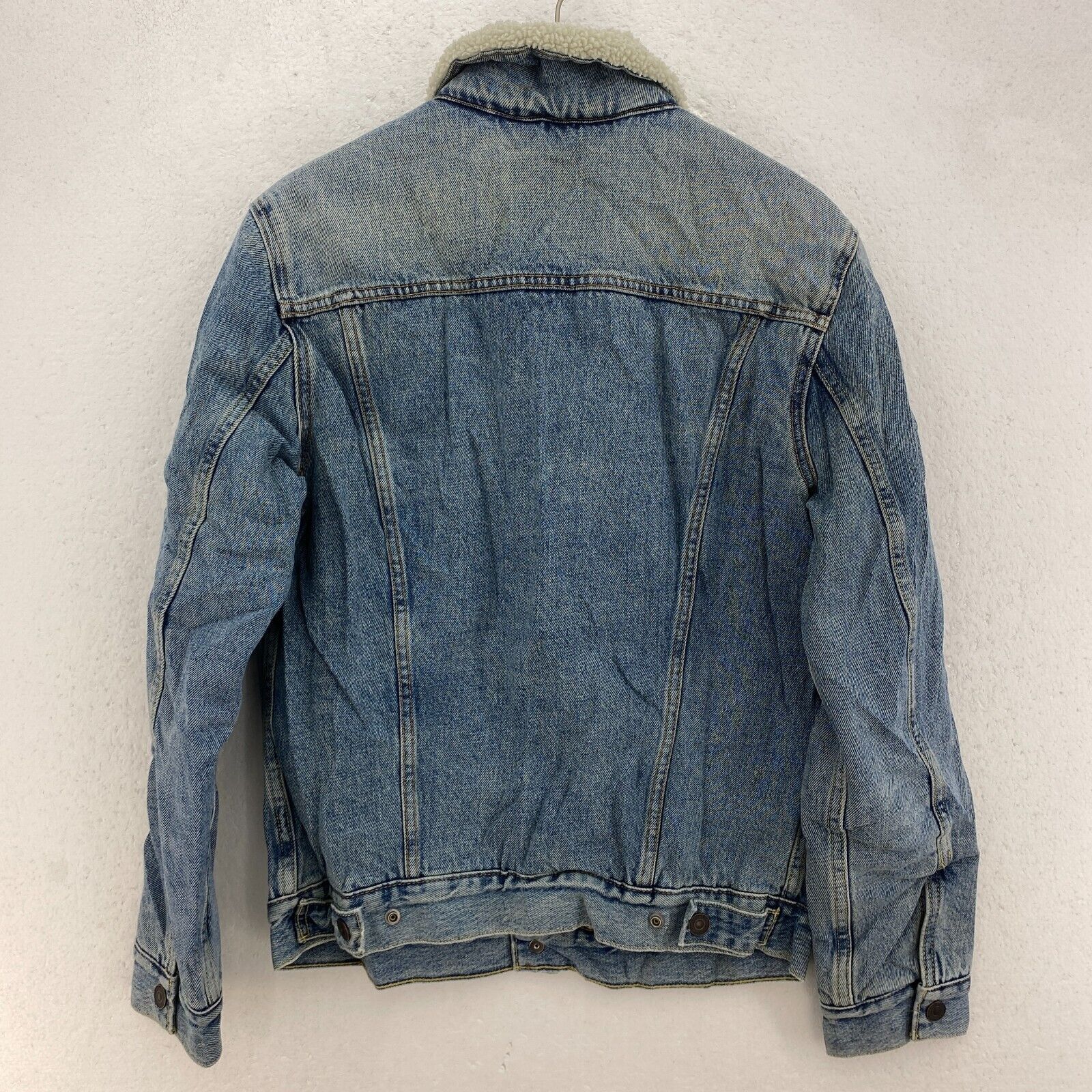 Levi Strauss Sherpa Lined Button Up Light Wash Blue Denim Jacket Size S