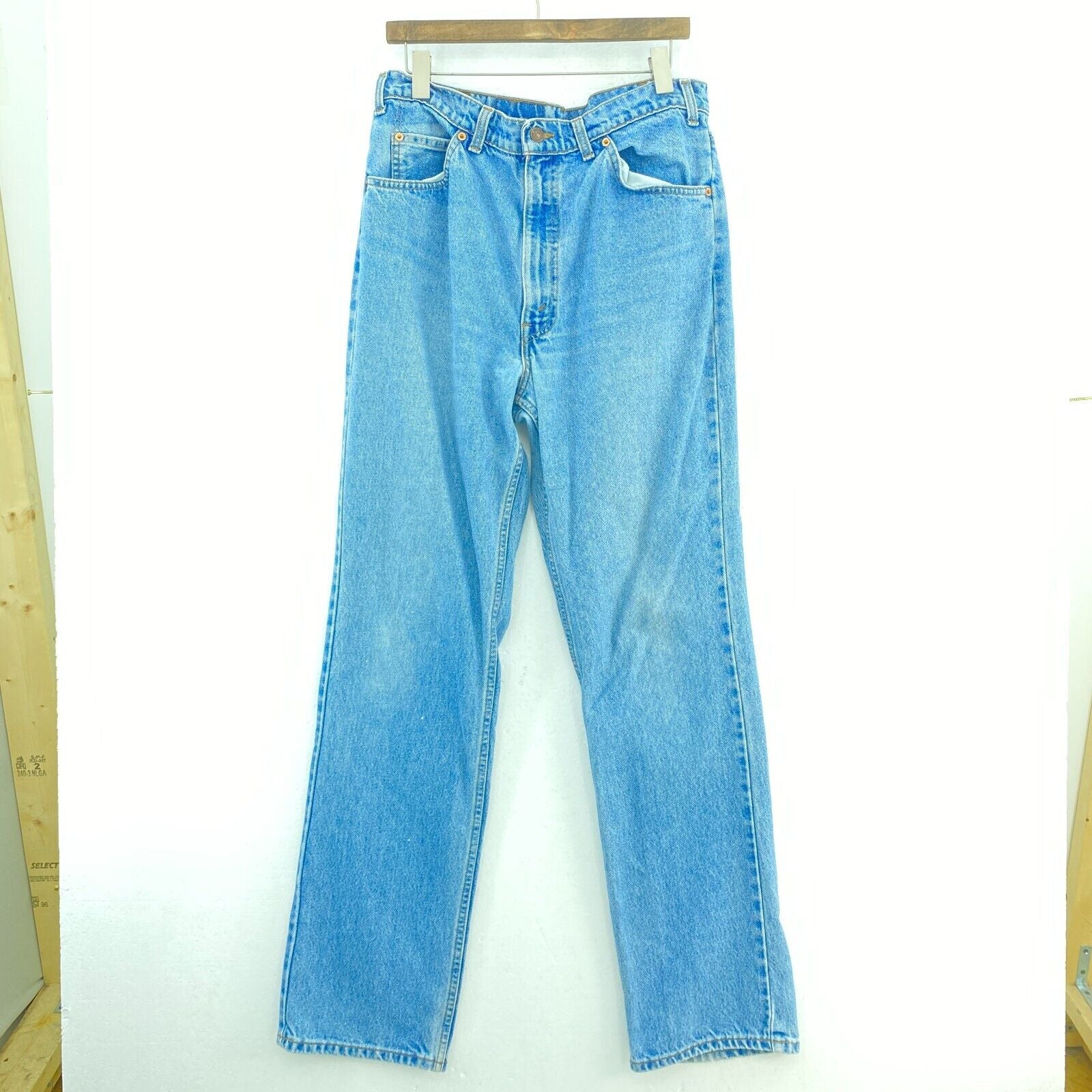 Levi's 619 Orange Tab Light Wash Blue Denim Straight Jeans Size 36