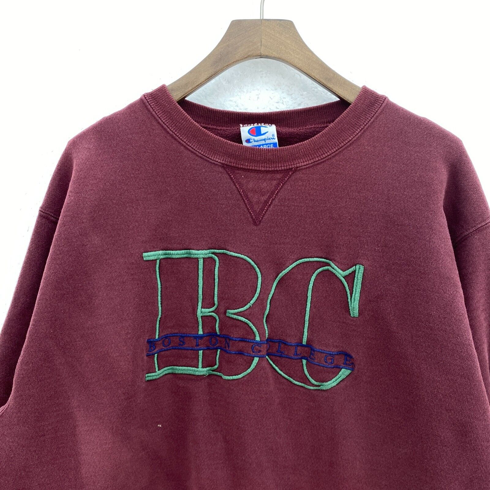 Champion Boston College Logo Burgundy Red Sweatshirt Size XXL Pullover