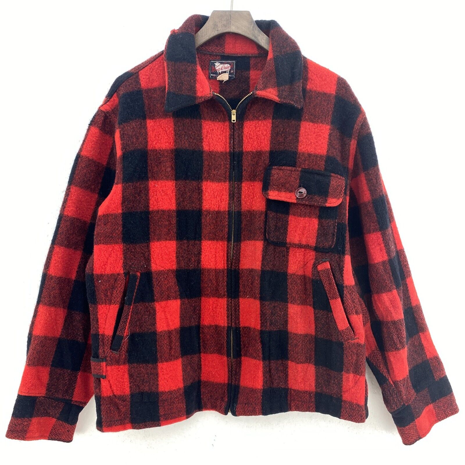 Woolbrick Women's Full Zip Red Gingham Checked Shirt Jacket Shacket Size 42