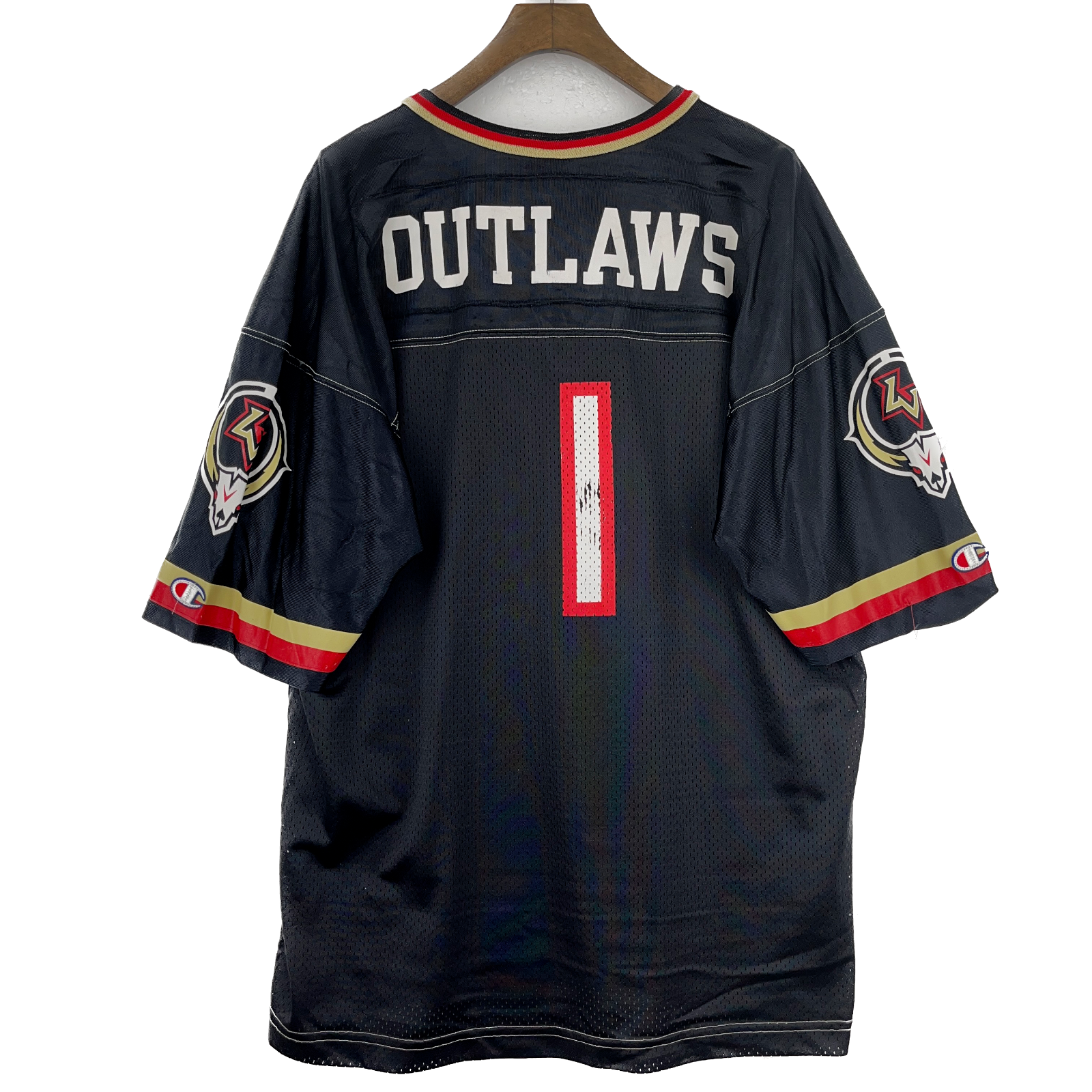 Vintage Champion Las Vegas Outlaws XFL Mesh Black Jersey Size 44
