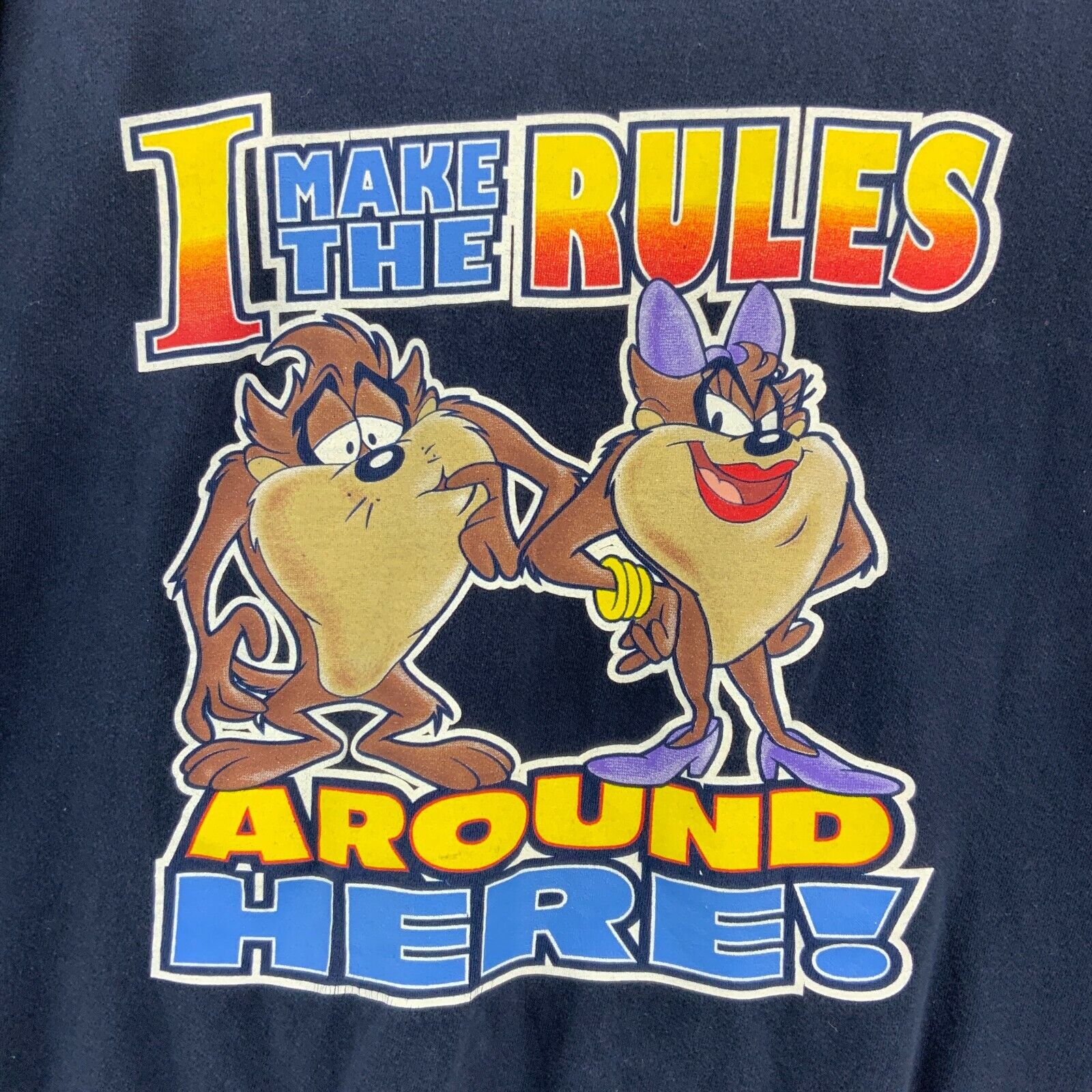 Looney Tunes Taz I Make The Rule Around Here Dark Blue T-shirt Size 2XL