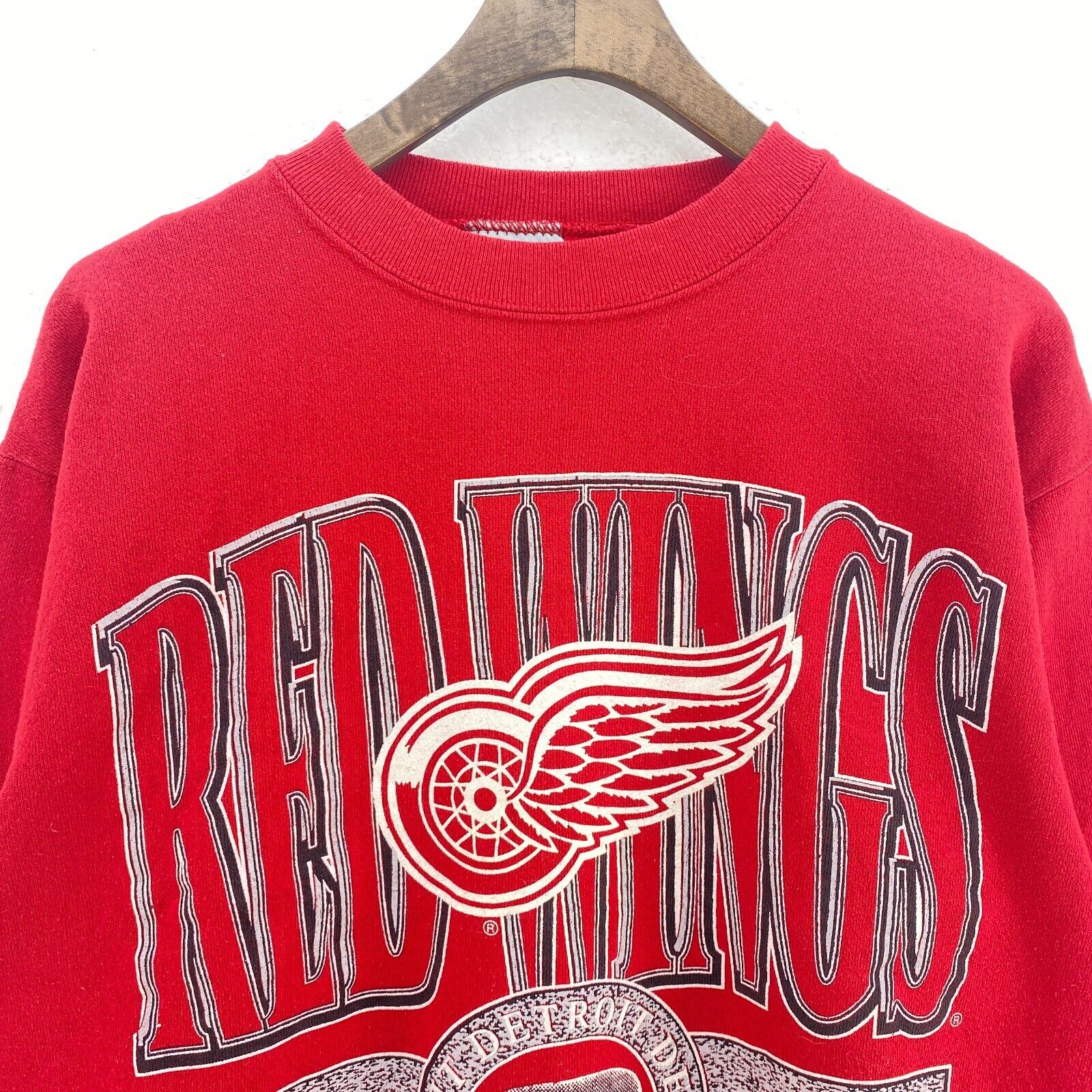 Logo 7 Detroit Red Wings 1993 Vintage Red Sweatshirt Size M NHL