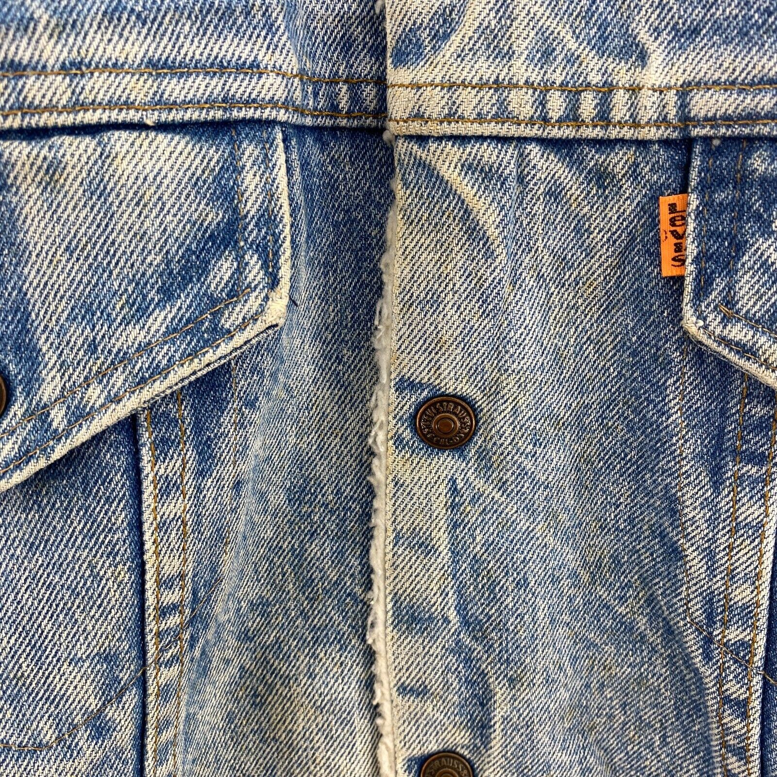 Levi Strauss Orange Tab Blue Wash Denim Sherpa Jacket Size M