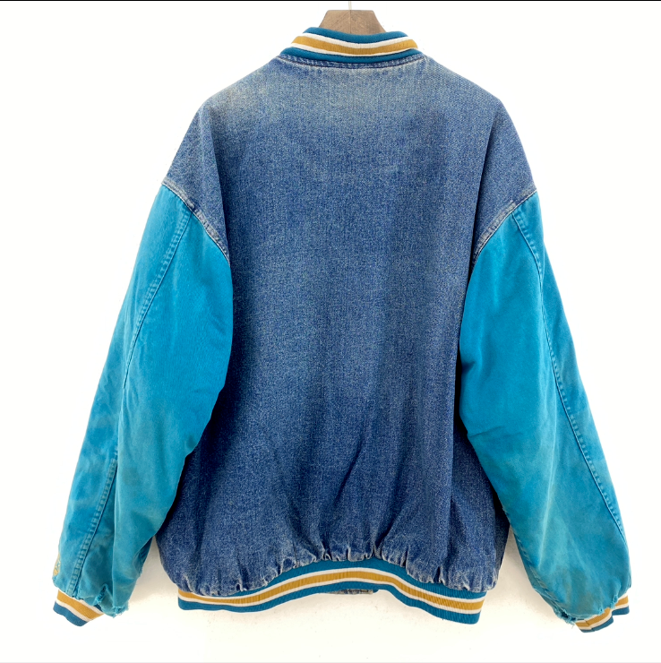 Starter Logo Snapped Denim Blue Jacket Size XL