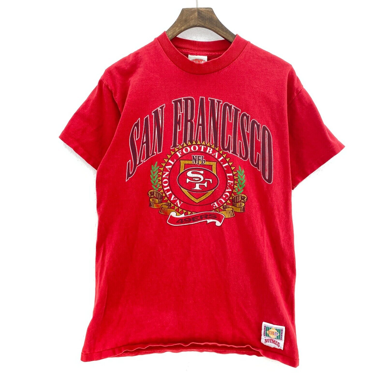 Vintage Nutmeg San Francisco 49Ers NFL T-shirt Size S Red Single Stitch