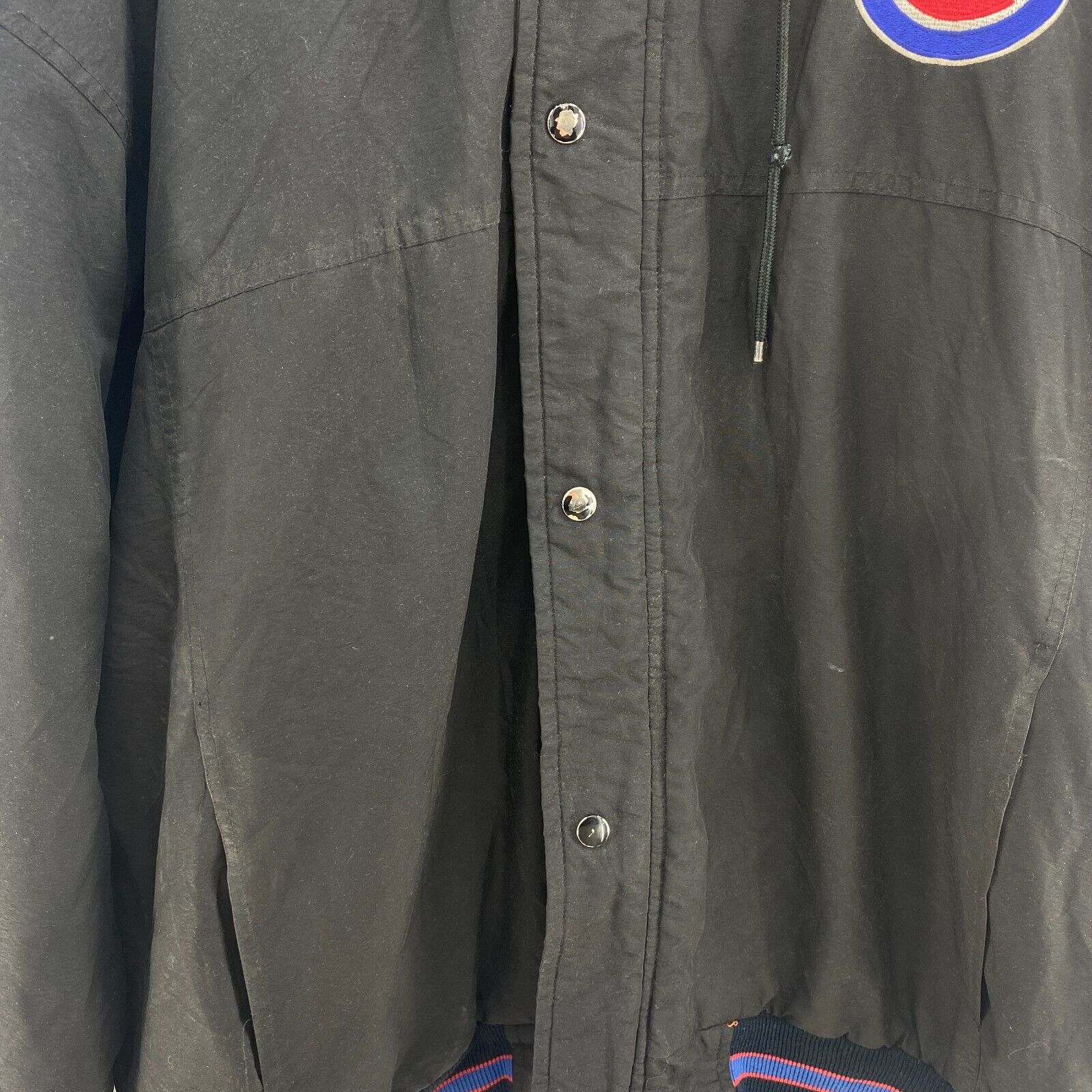 Chicago Cubs Logo Black Starter Full Zip Hooded Insulated Jacket Size L MLB