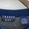 Vintage Knit Crewneck Plaid Blue Pullover Sweater Size L