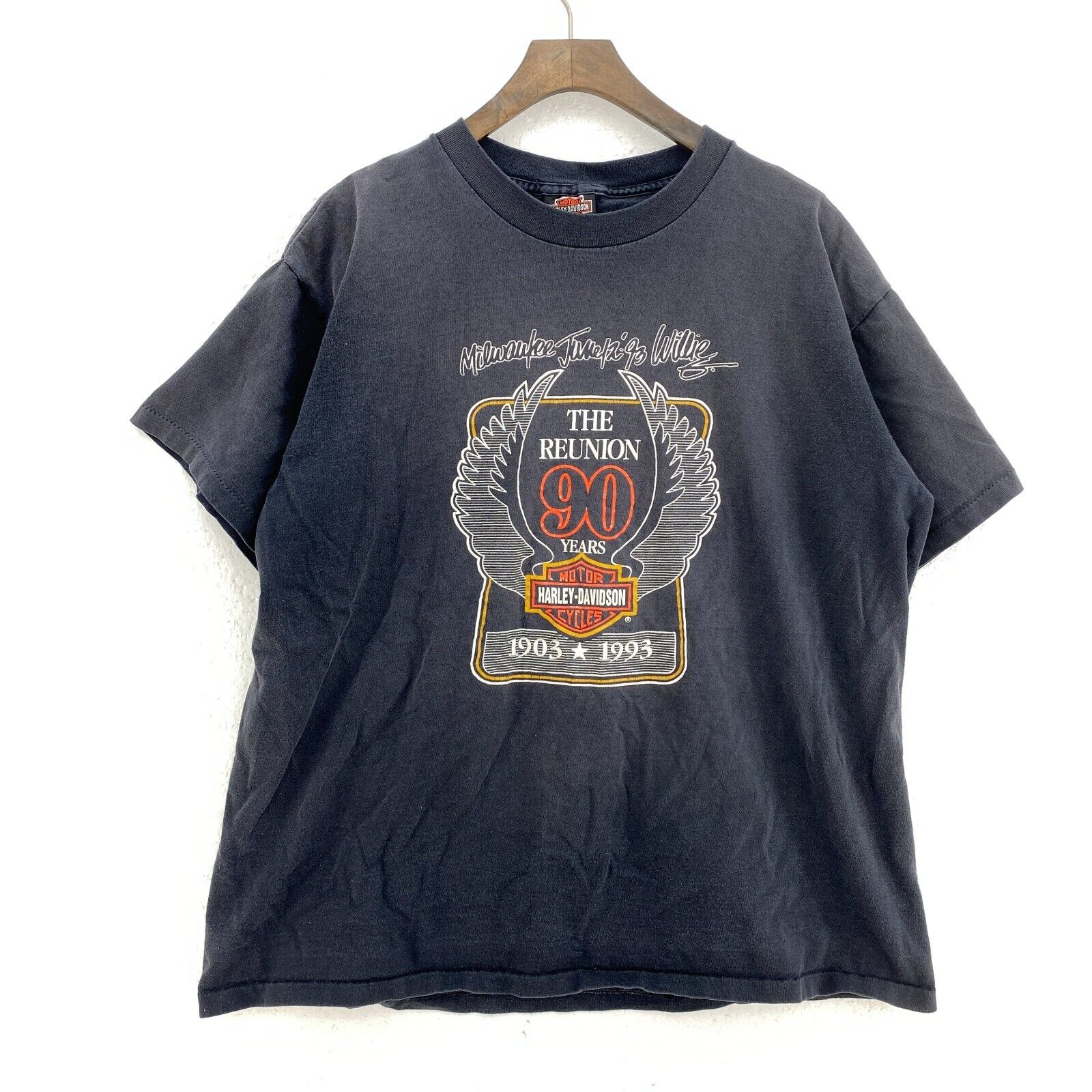 Harley Davidson Motorcycles The Reunion Black Biker T-shirt Size L