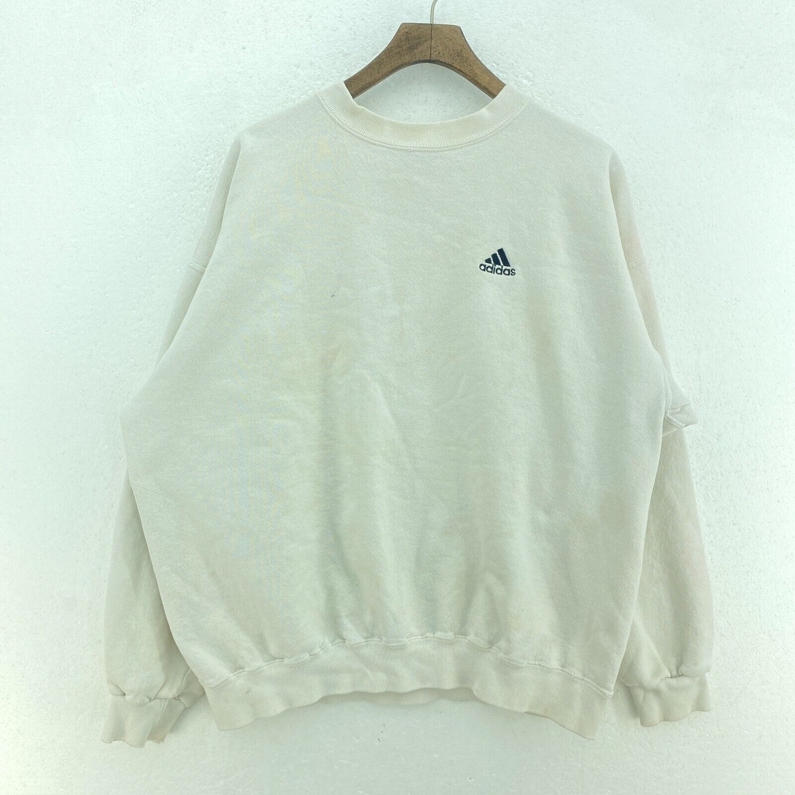 Adidas Crewneck Logo Oatmeal Sweatshirt Size L
