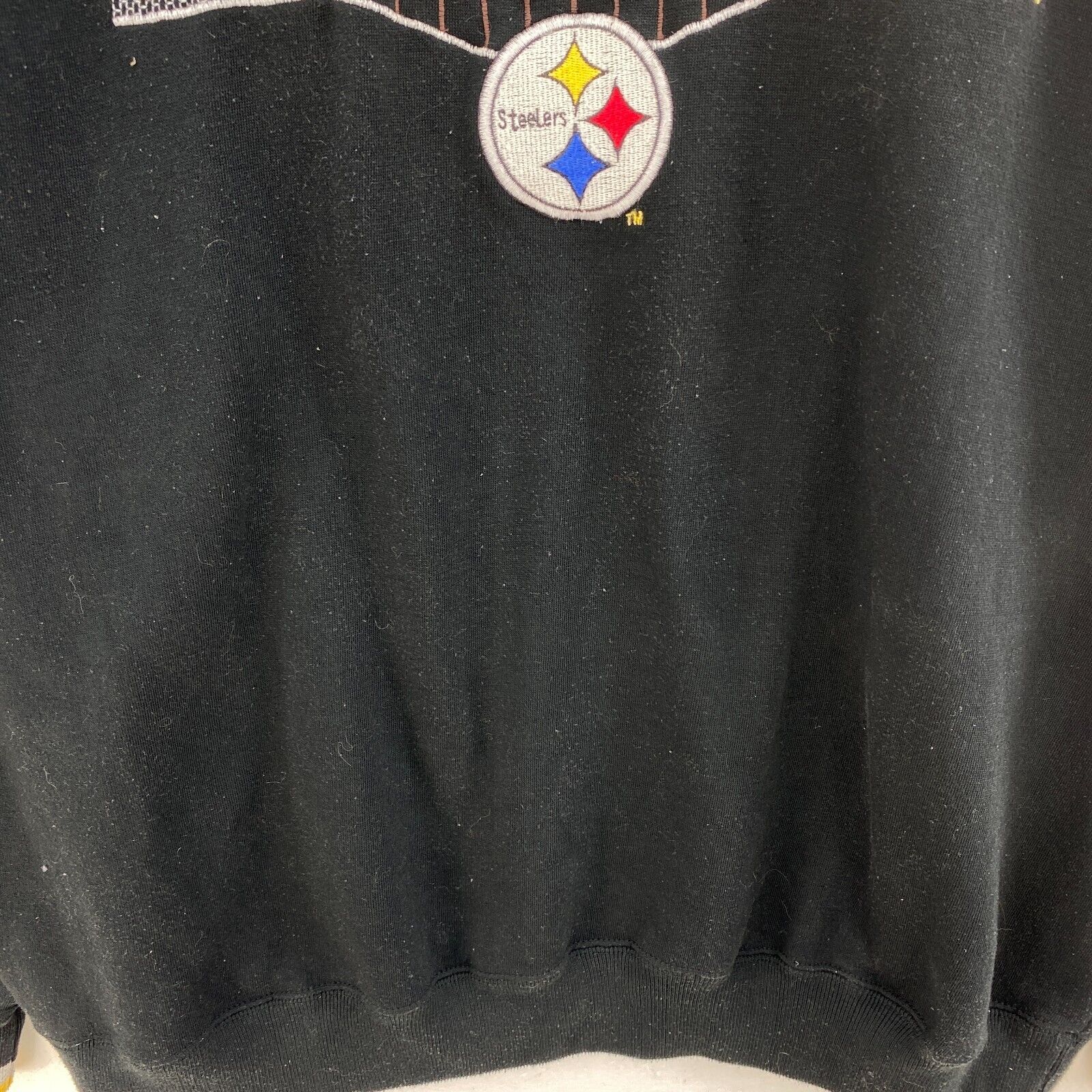 Starter Pittsburgh Steelers NFL Patch Black Pullover Sweatshirt Size XXL