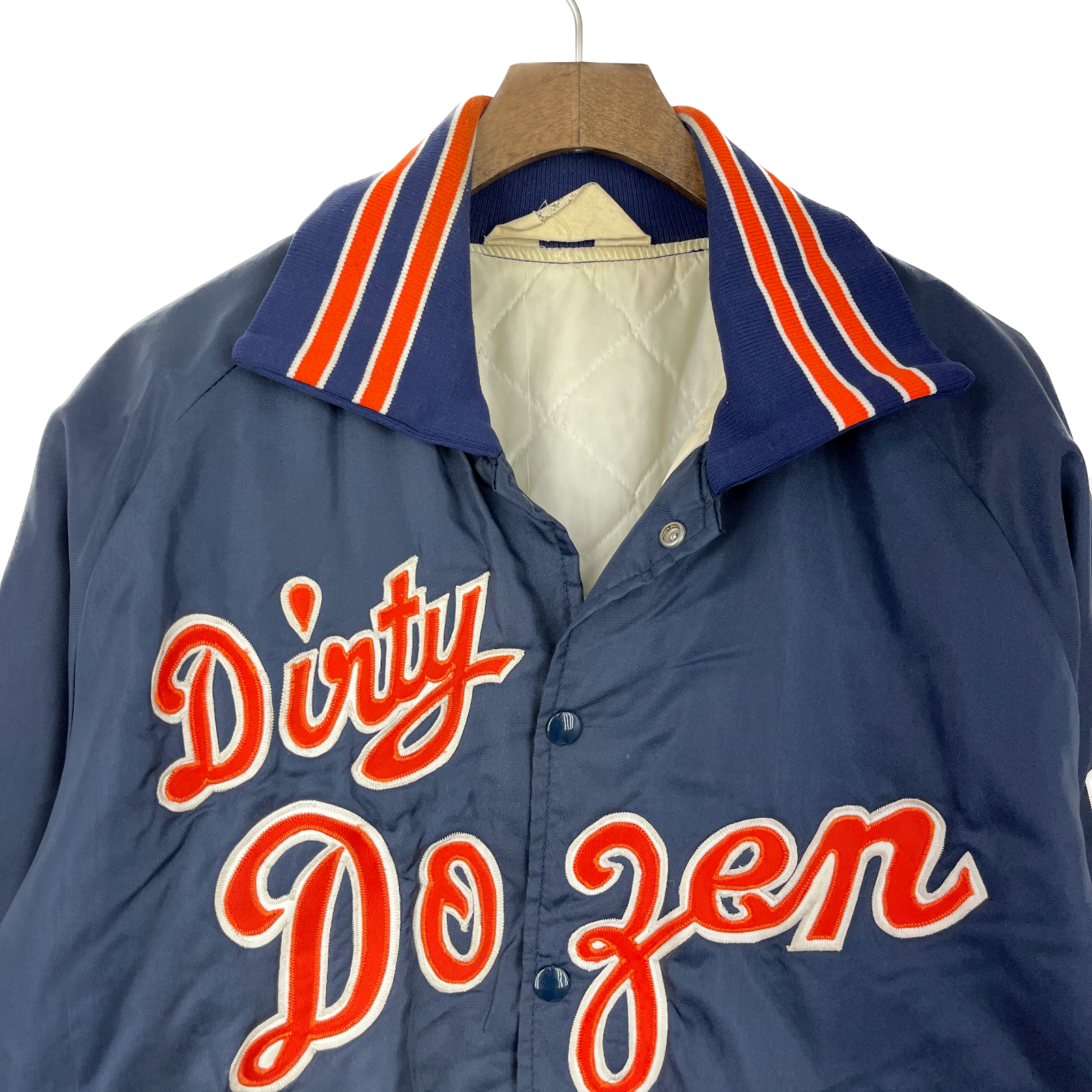 Vintage Dirty Dozen 7 Bomber Navy Blue Jacket Size M