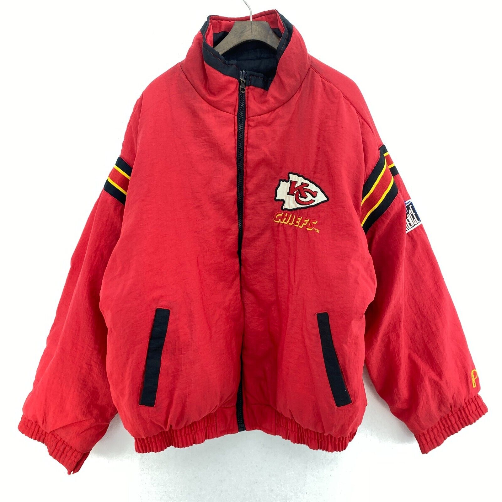 Kansas City Chiefs Reversible Full Zip Black Red Insulated Jacket Size XL