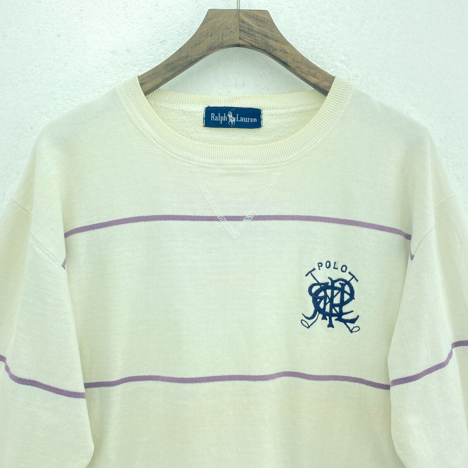 Polo Ralph Lauren Logo Women's Striped White Sweatshirt Size M