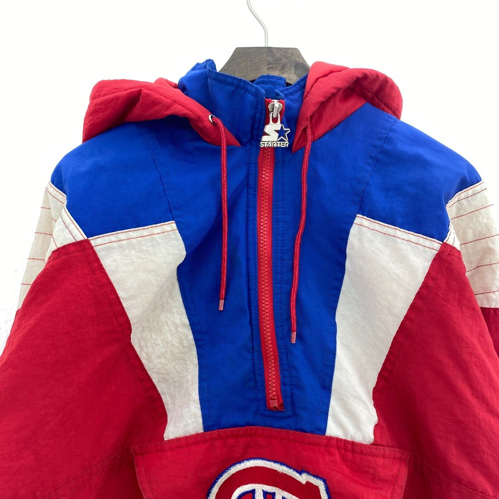NHL Starter Montreal Canadiens Quarter Zip Hooded Red Jacket Size S