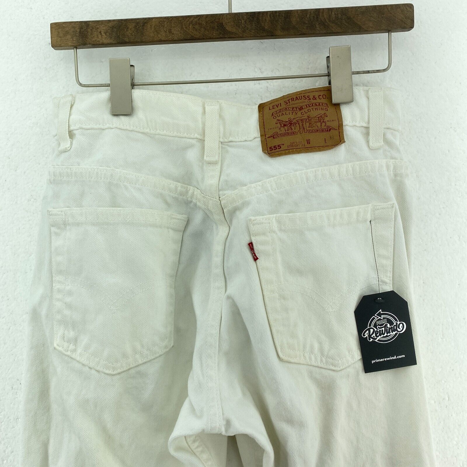 Levi Strauss 555 Women's Guy's Fit Straight Leg White Jeans Size 7